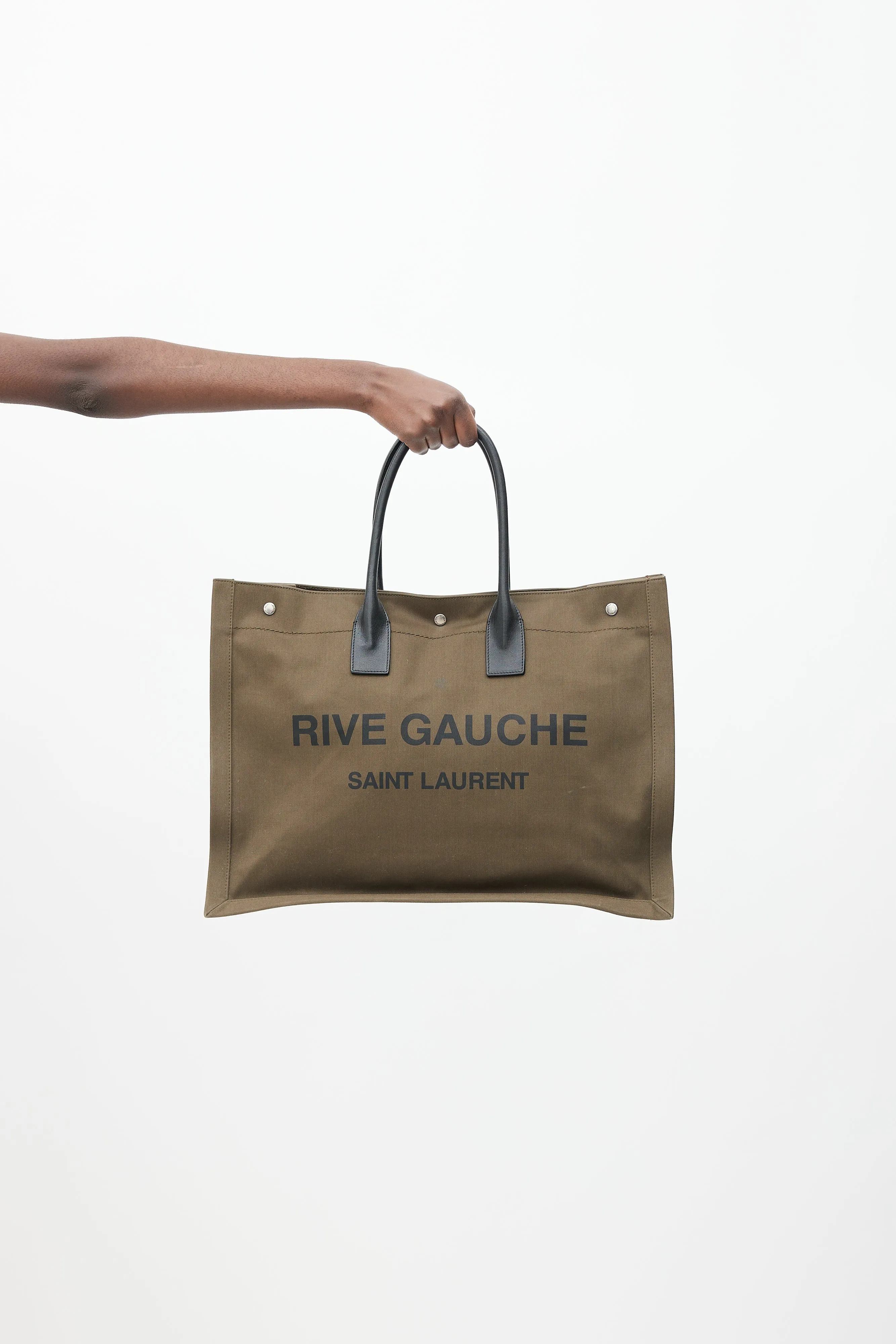2019 Khaki Green Canvas Large Rive Gauche Tote