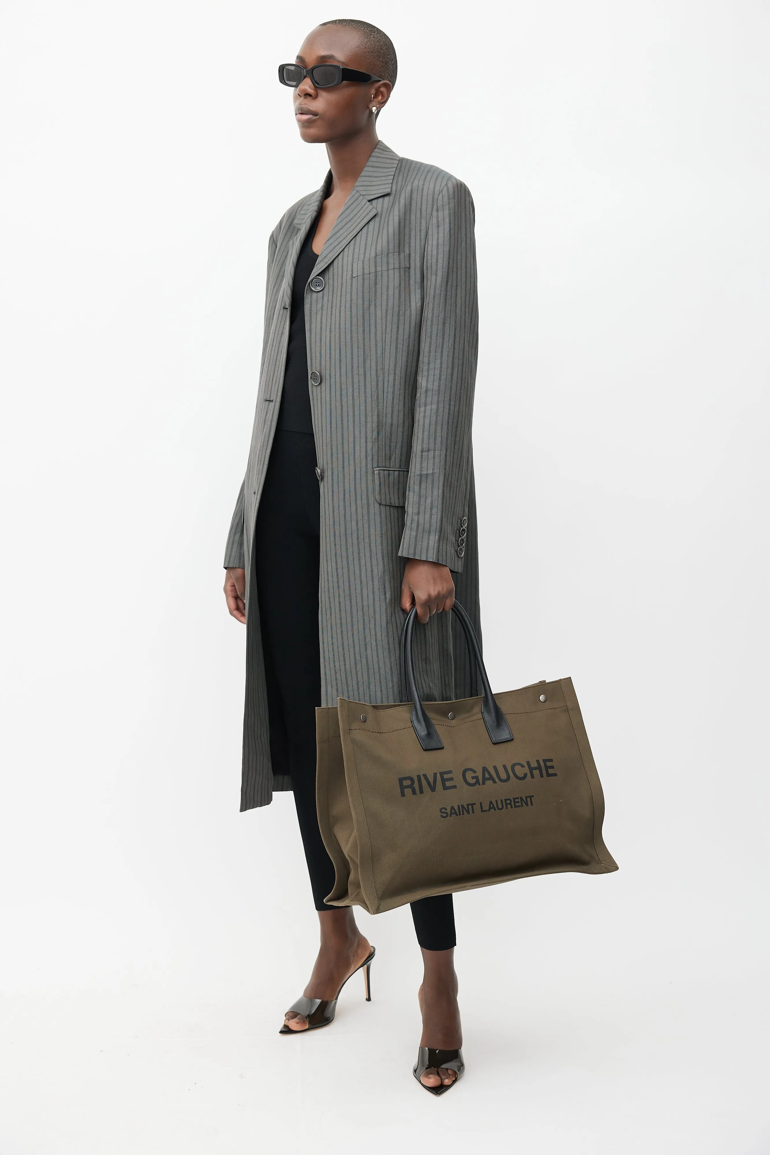 2019 Khaki Green Canvas Large Rive Gauche Tote