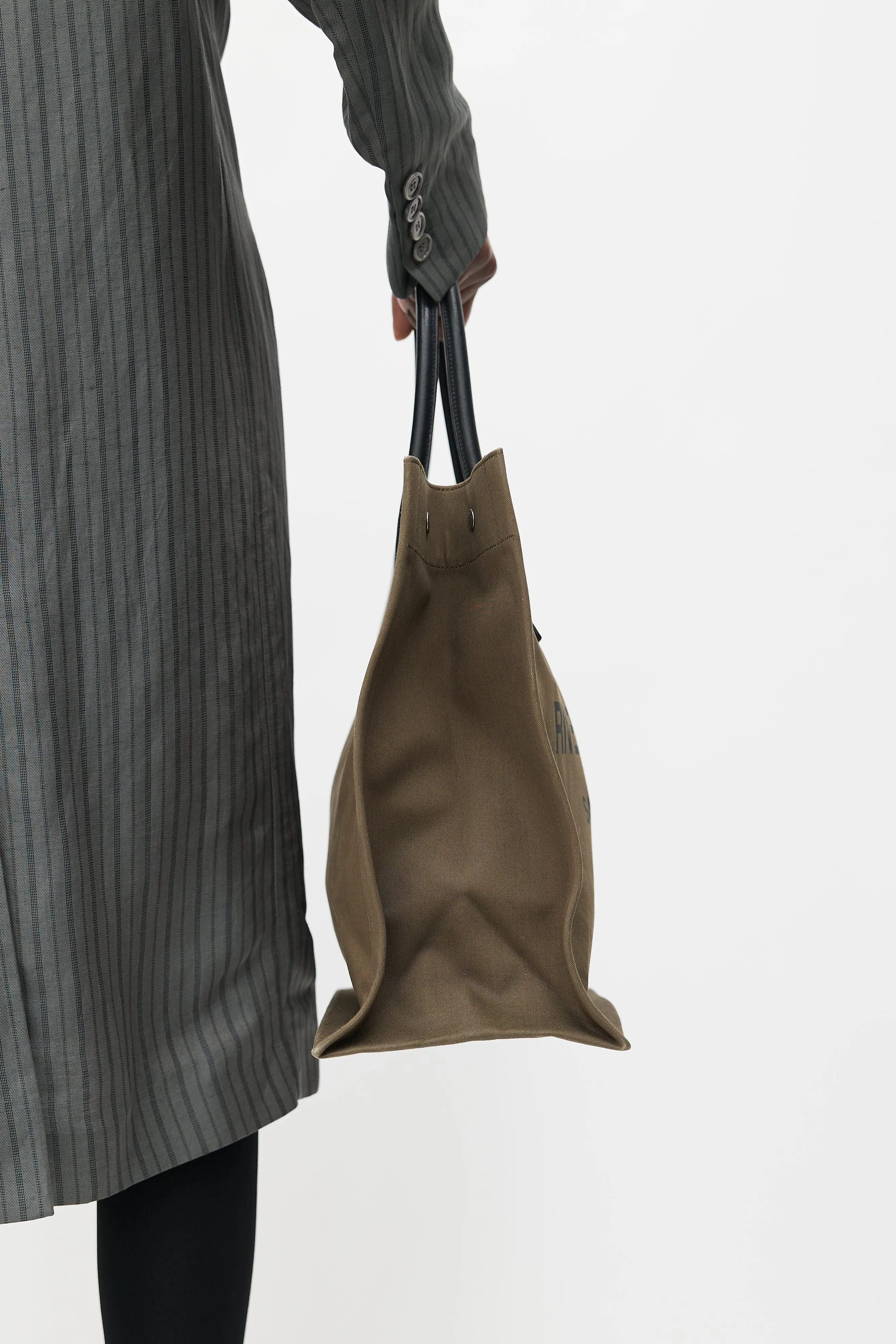 2019 Khaki Green Canvas Large Rive Gauche Tote