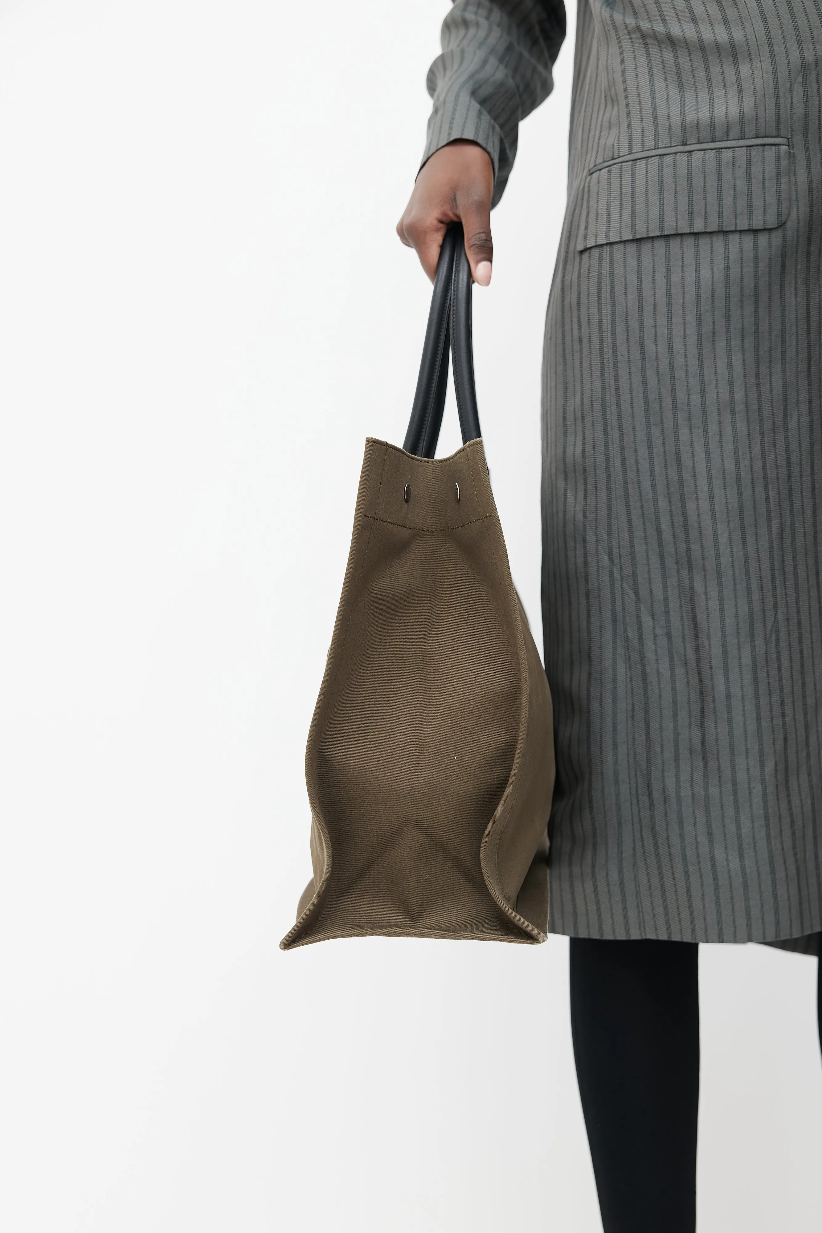 2019 Khaki Green Canvas Large Rive Gauche Tote
