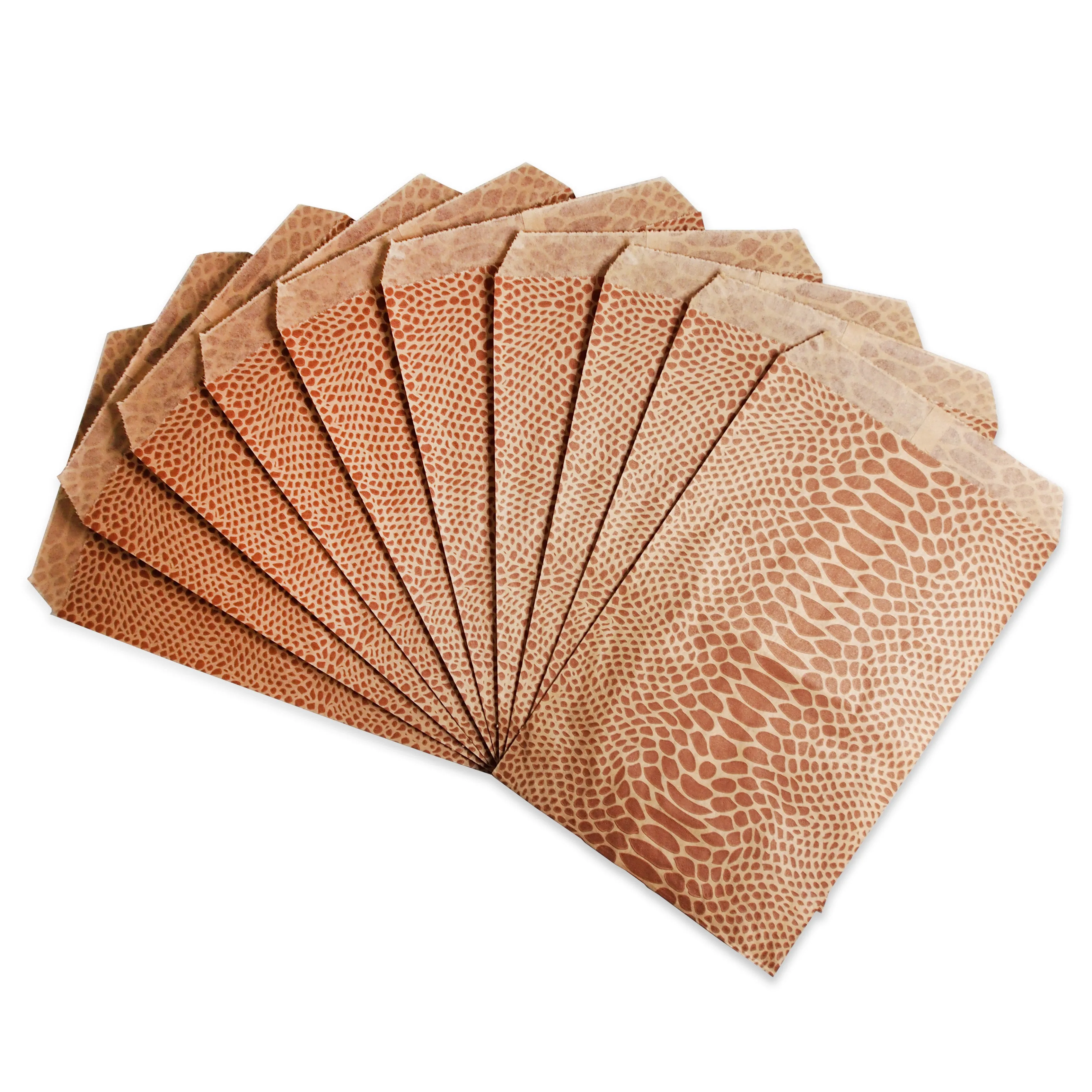 Animal Pattern Flat Paper Bags -100Bags/Pack - multiple colors & sizes available