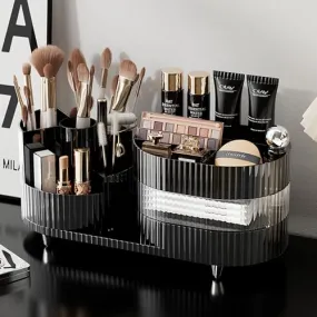 Artcochan Makeup Organizer Countertop 360°Rotating Makeup Organizer for Vanity - Make Up & Jewelry Storage Cosmetic Storage Holder with Makeup Brush Holder and Jewelry Storage (3 Tiers, Black)