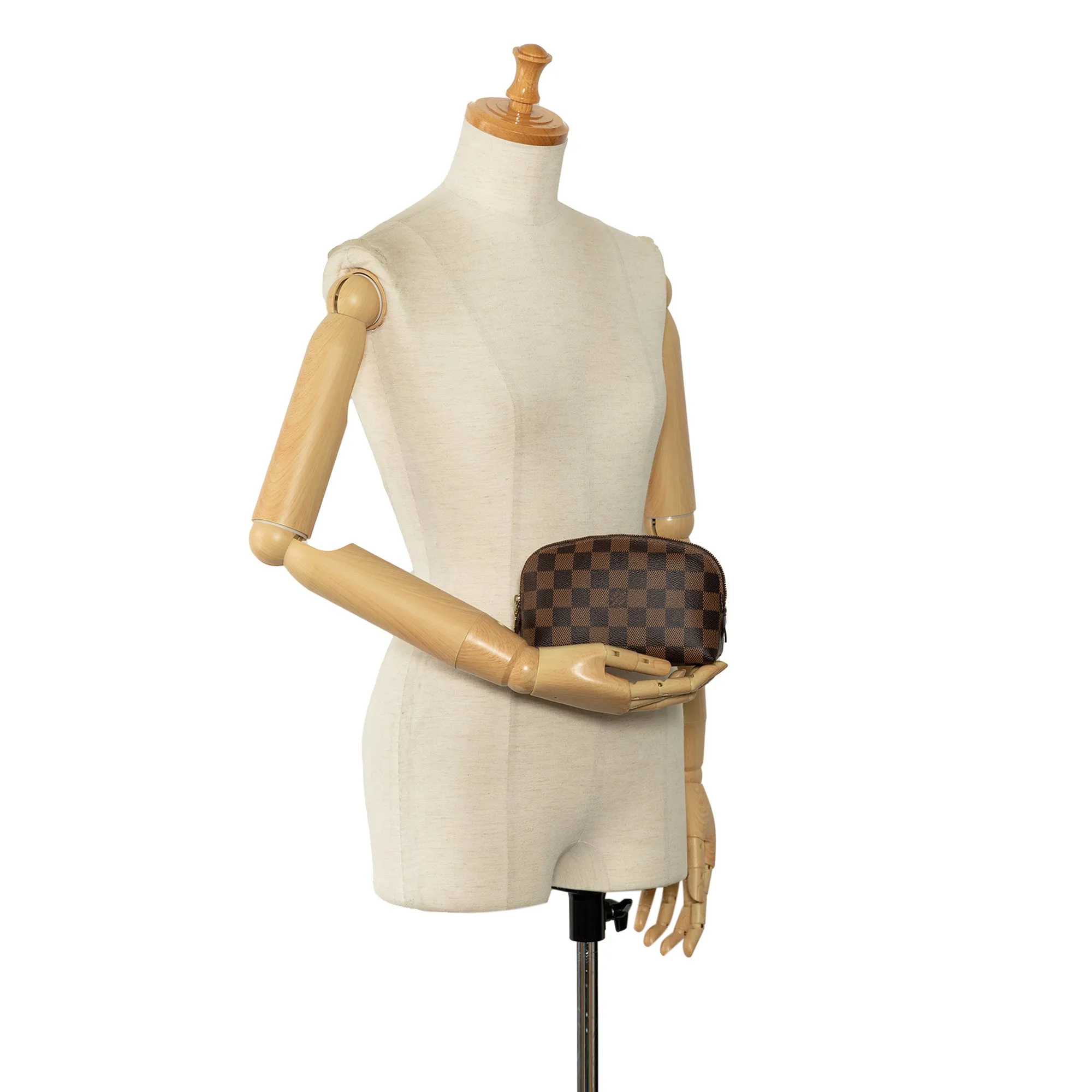 Brown Louis Vuitton Damier Ebene Cosmetic Pouch Clutch Bag
