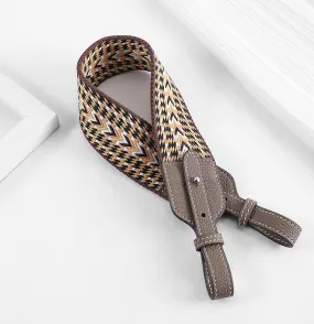 Canvas Shoulder Strap for Picotin Bag – 5cm Width, Leather Buckle, Stripe Pattern