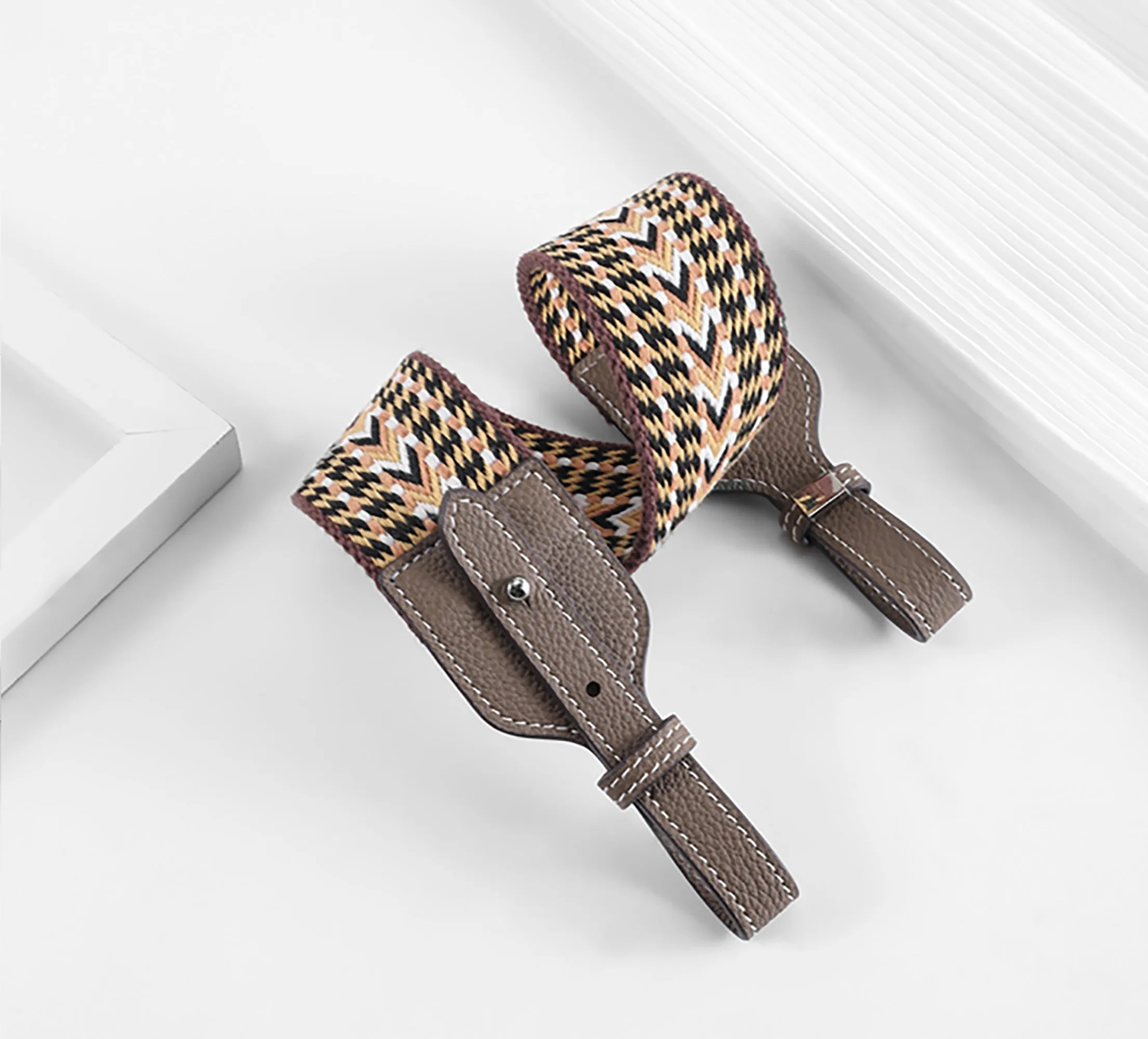 Canvas Shoulder Strap for Picotin Bag – 5cm Width, Leather Buckle, Stripe Pattern