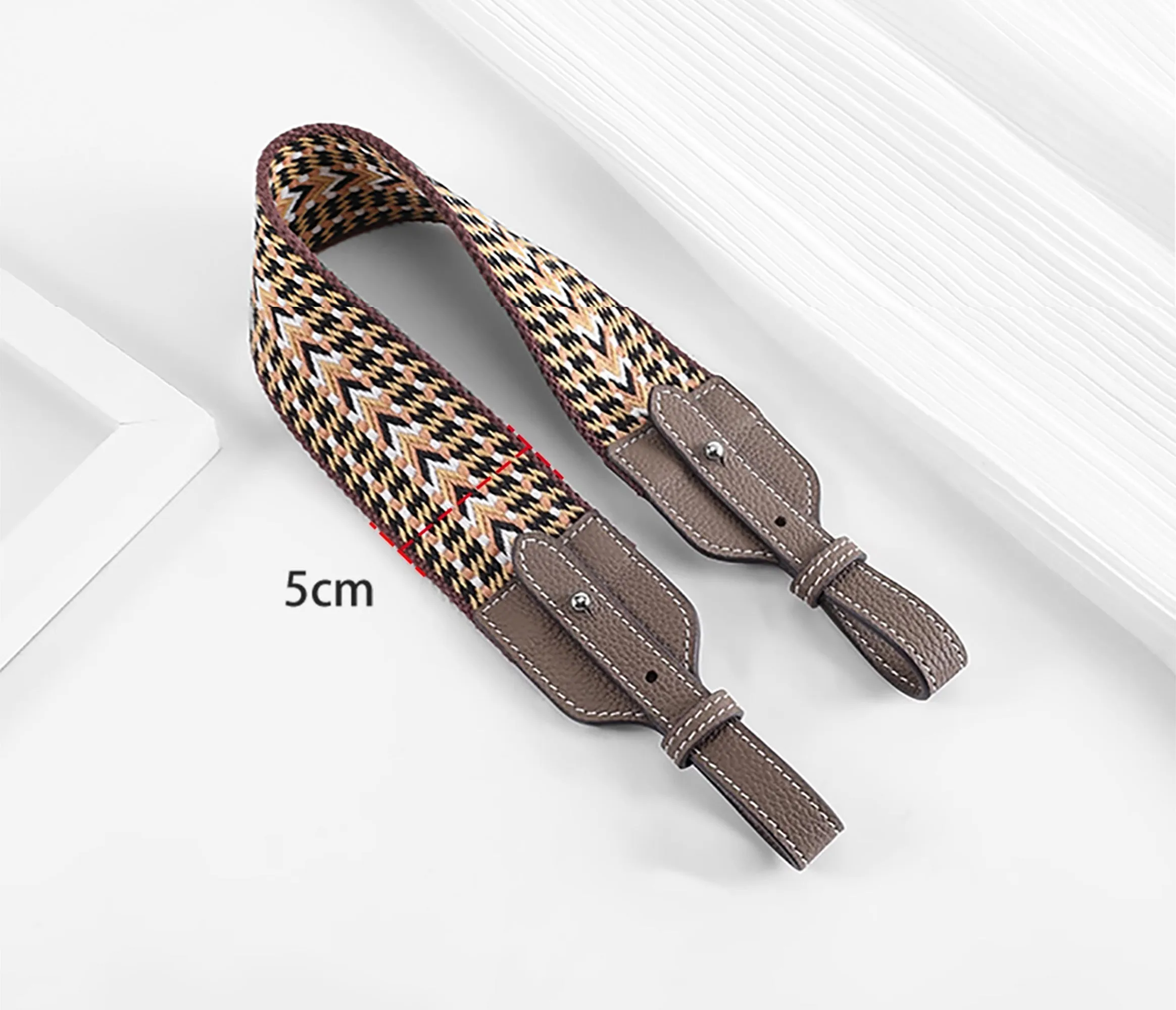 Canvas Shoulder Strap for Picotin Bag – 5cm Width, Leather Buckle, Stripe Pattern