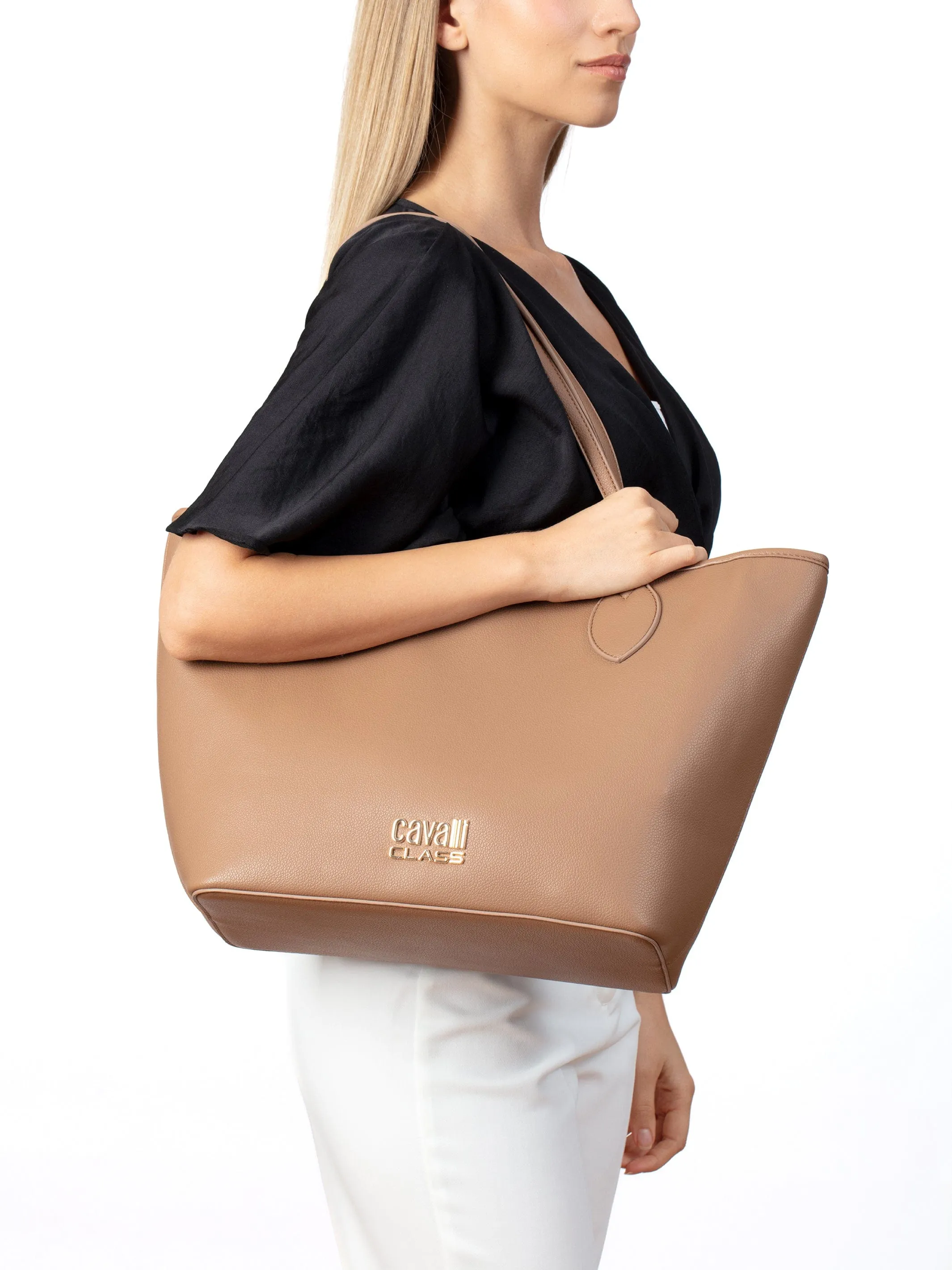 Cavalli Class Camel Everyday Soft Large Shopper Tote Bag