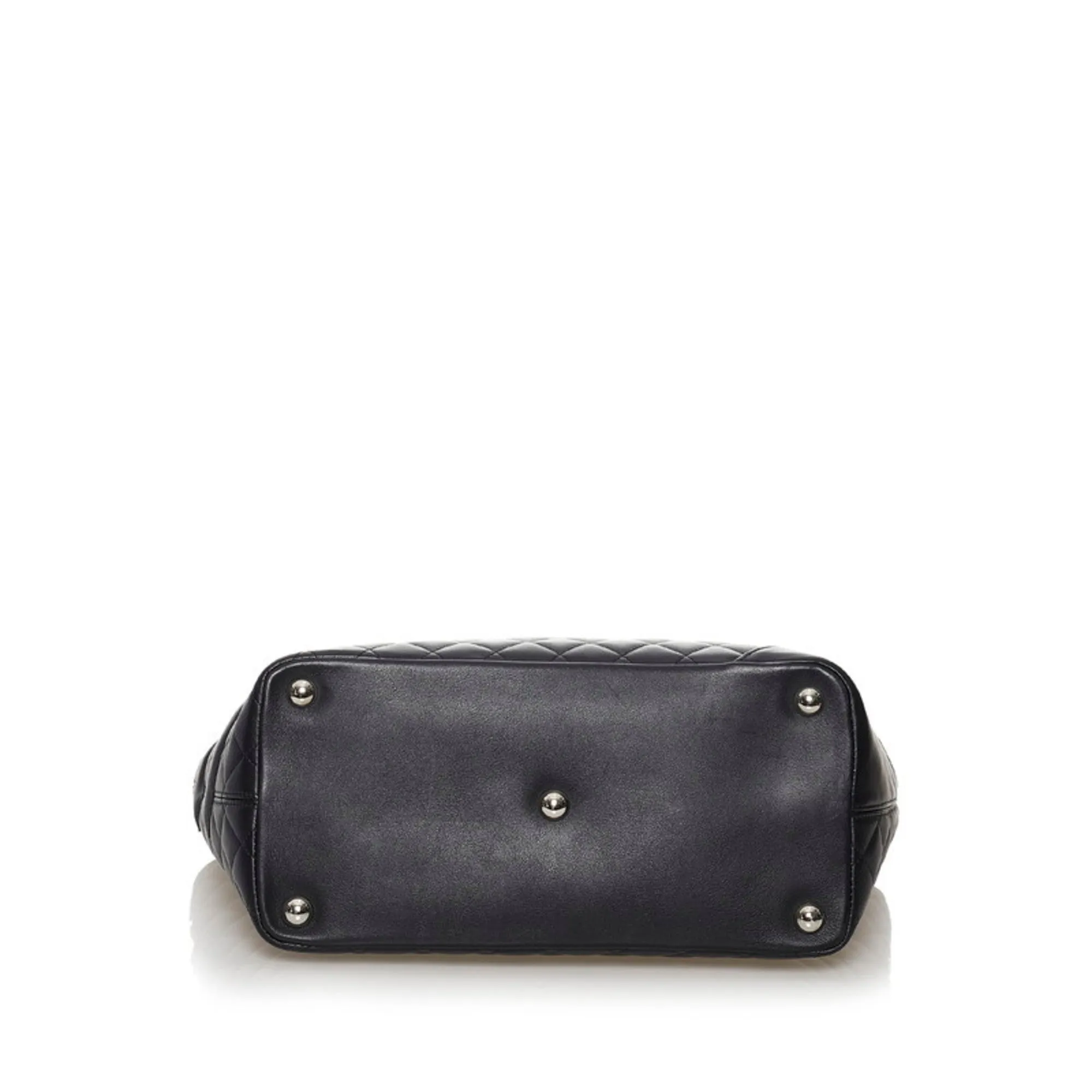 Chanel Cambon Line Large Tote Bag Black Lambskin Ladies
