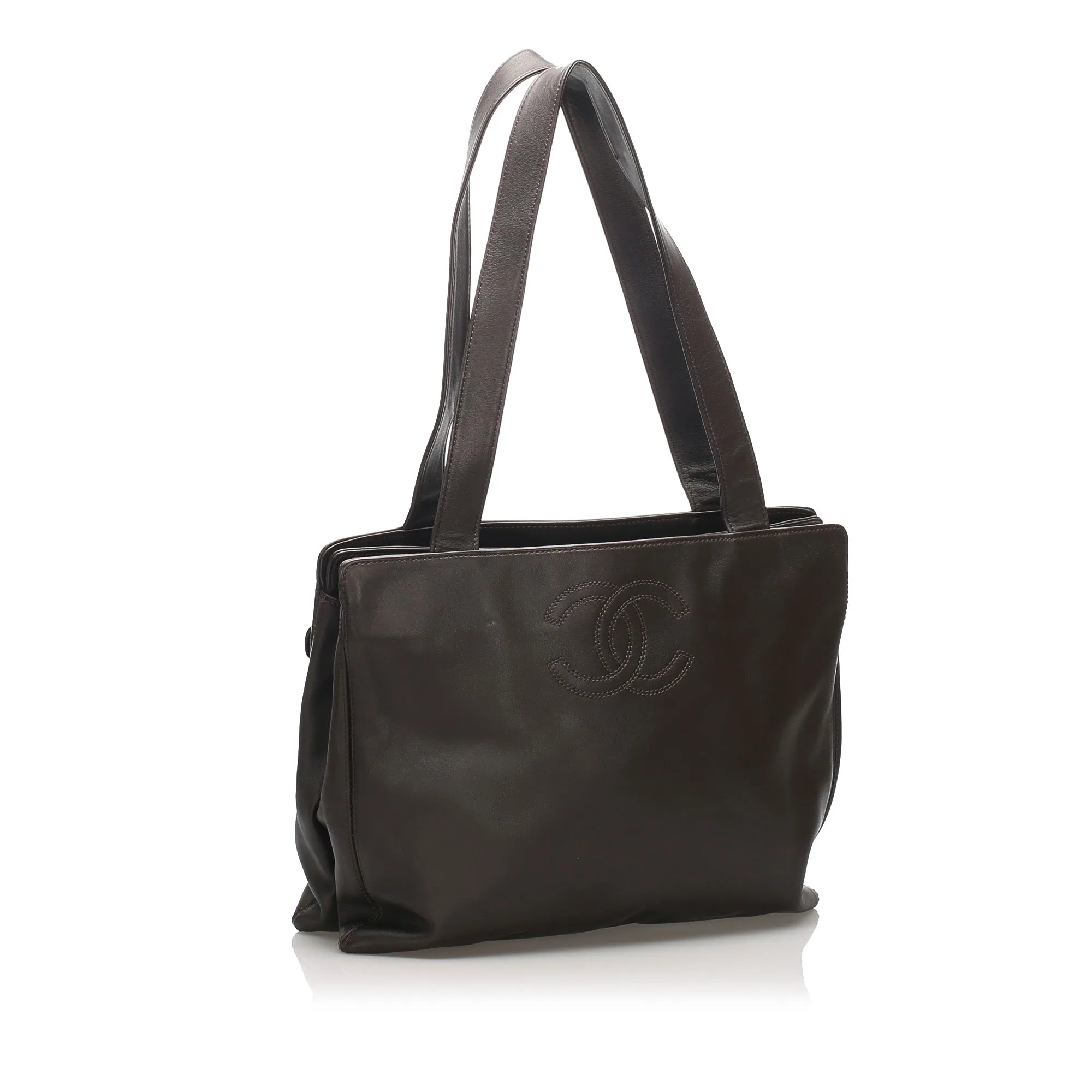 Chanel CC Lambskin Leather Tote Bag Black
