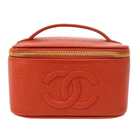 CHANEL Cosmetic Vanity Handbag Red Caviar