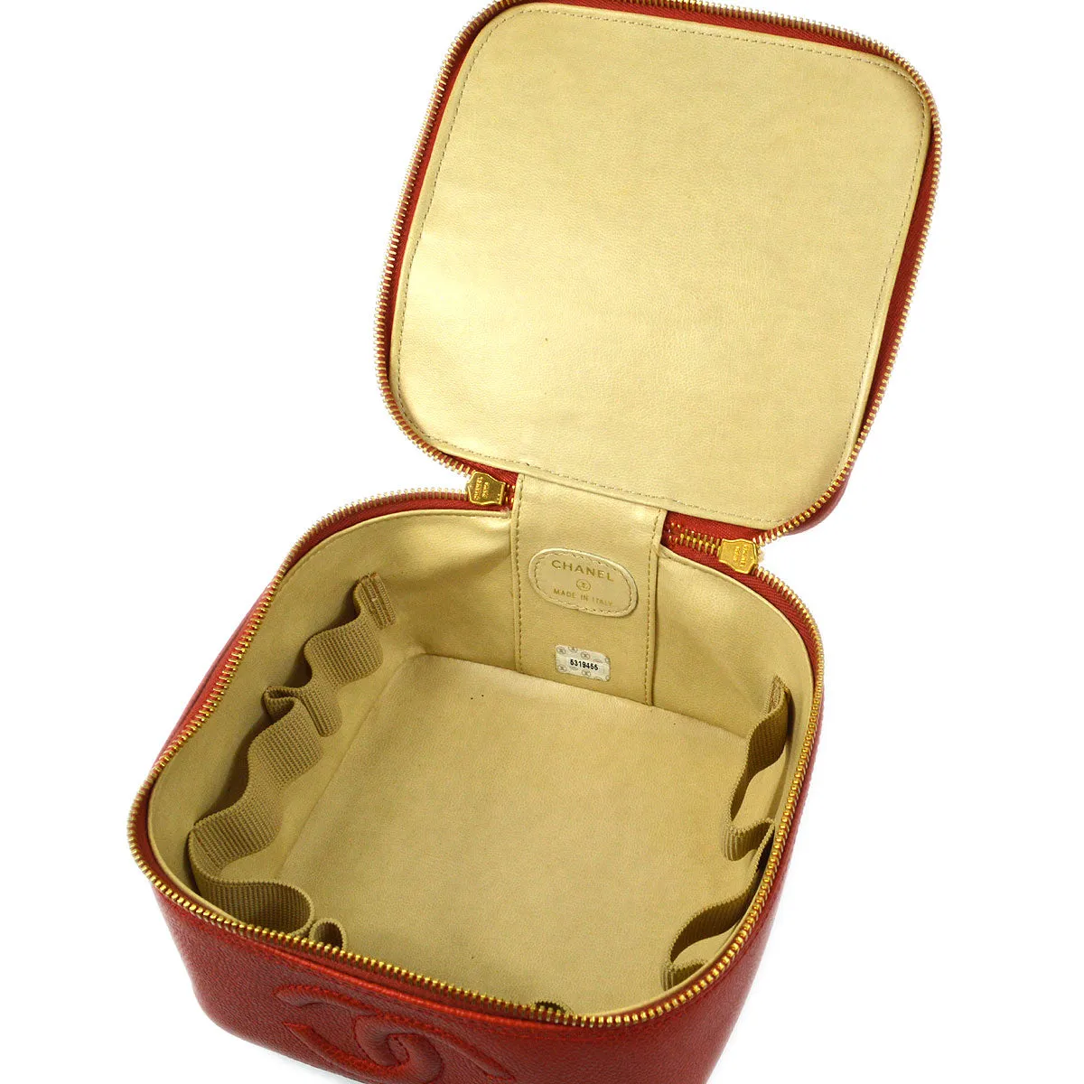 CHANEL Cosmetic Vanity Handbag Red Caviar