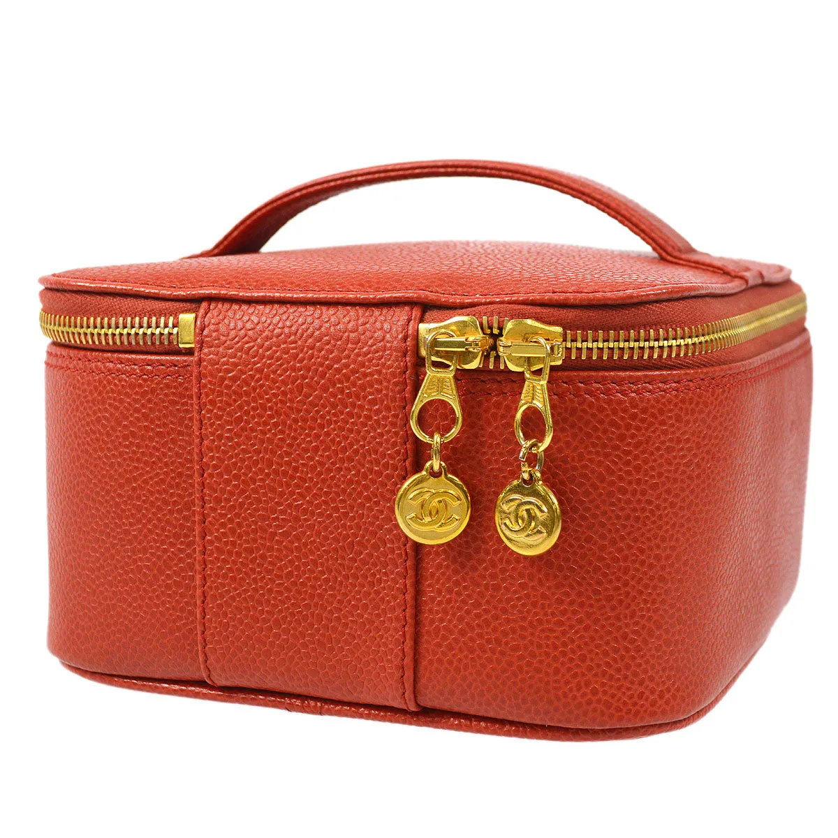 CHANEL Cosmetic Vanity Handbag Red Caviar