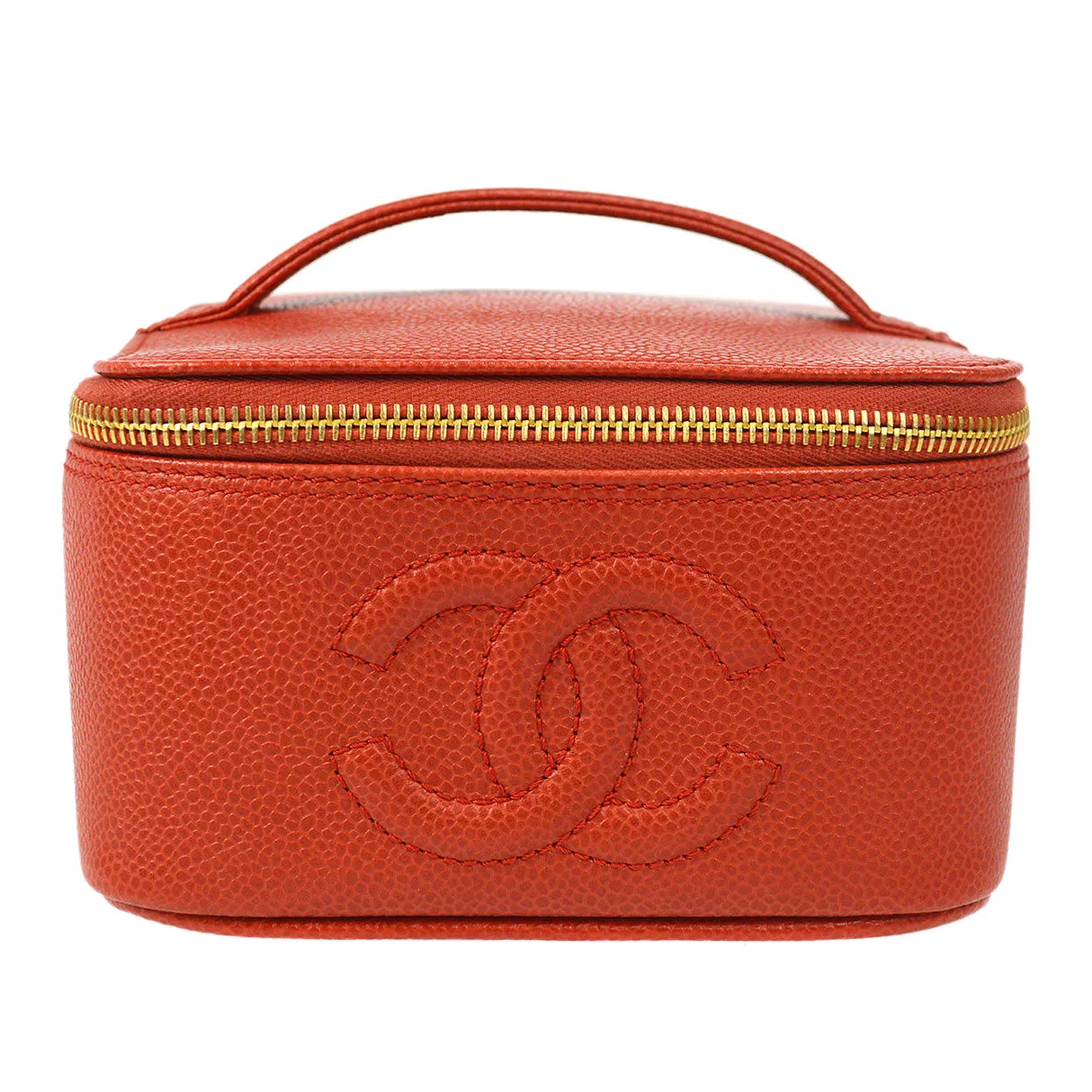 CHANEL Cosmetic Vanity Handbag Red Caviar