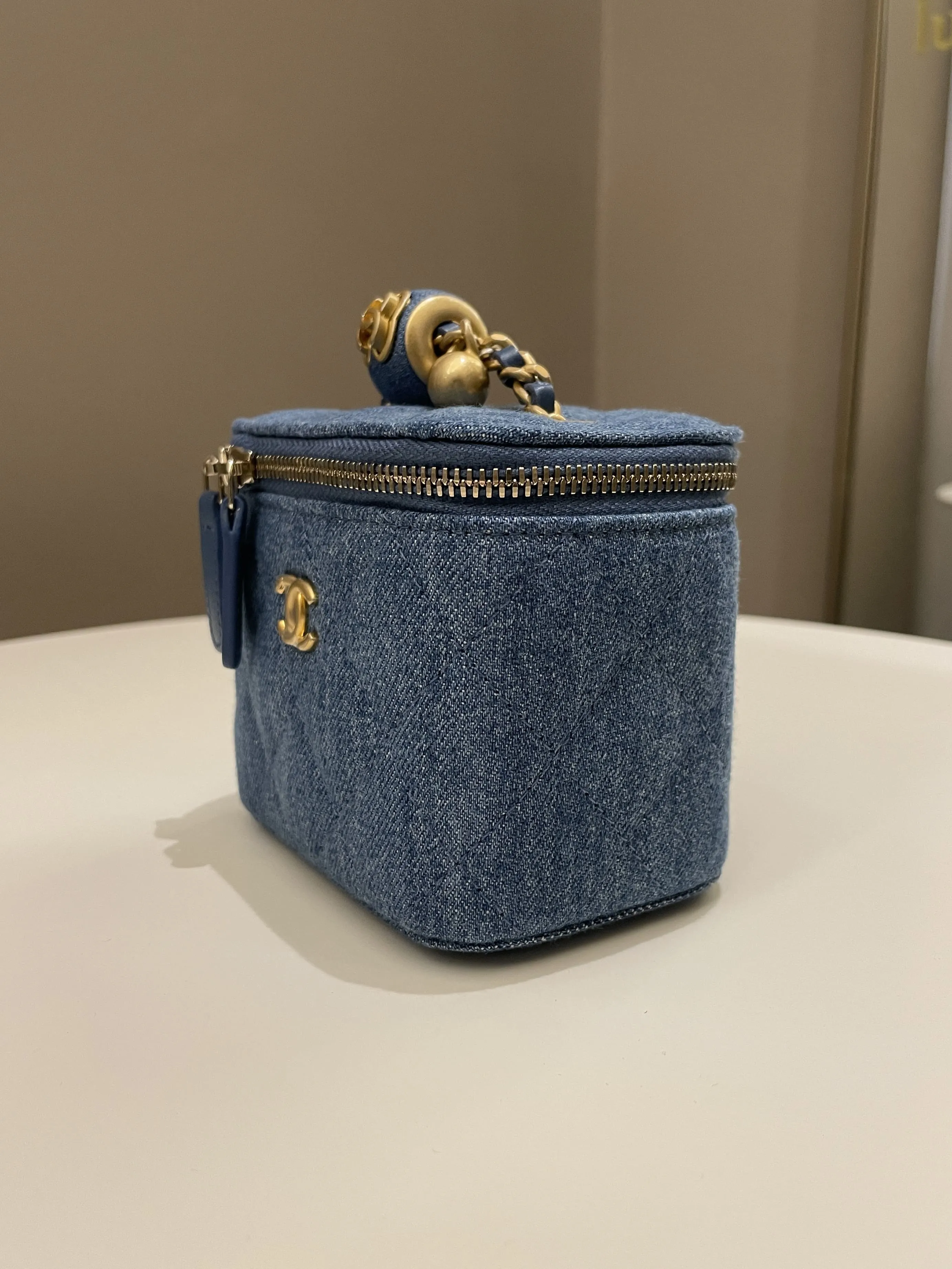 Chanel Quilted Pearl Crush Mini Vanity Cube Denim