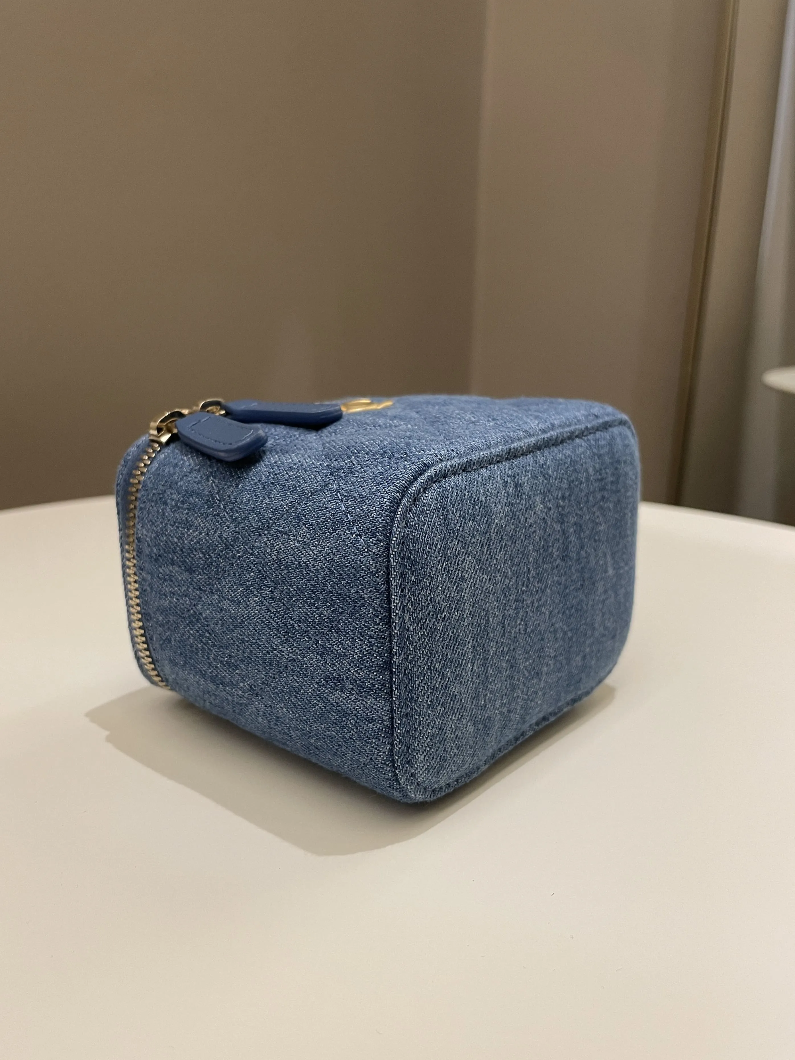Chanel Quilted Pearl Crush Mini Vanity Cube Denim