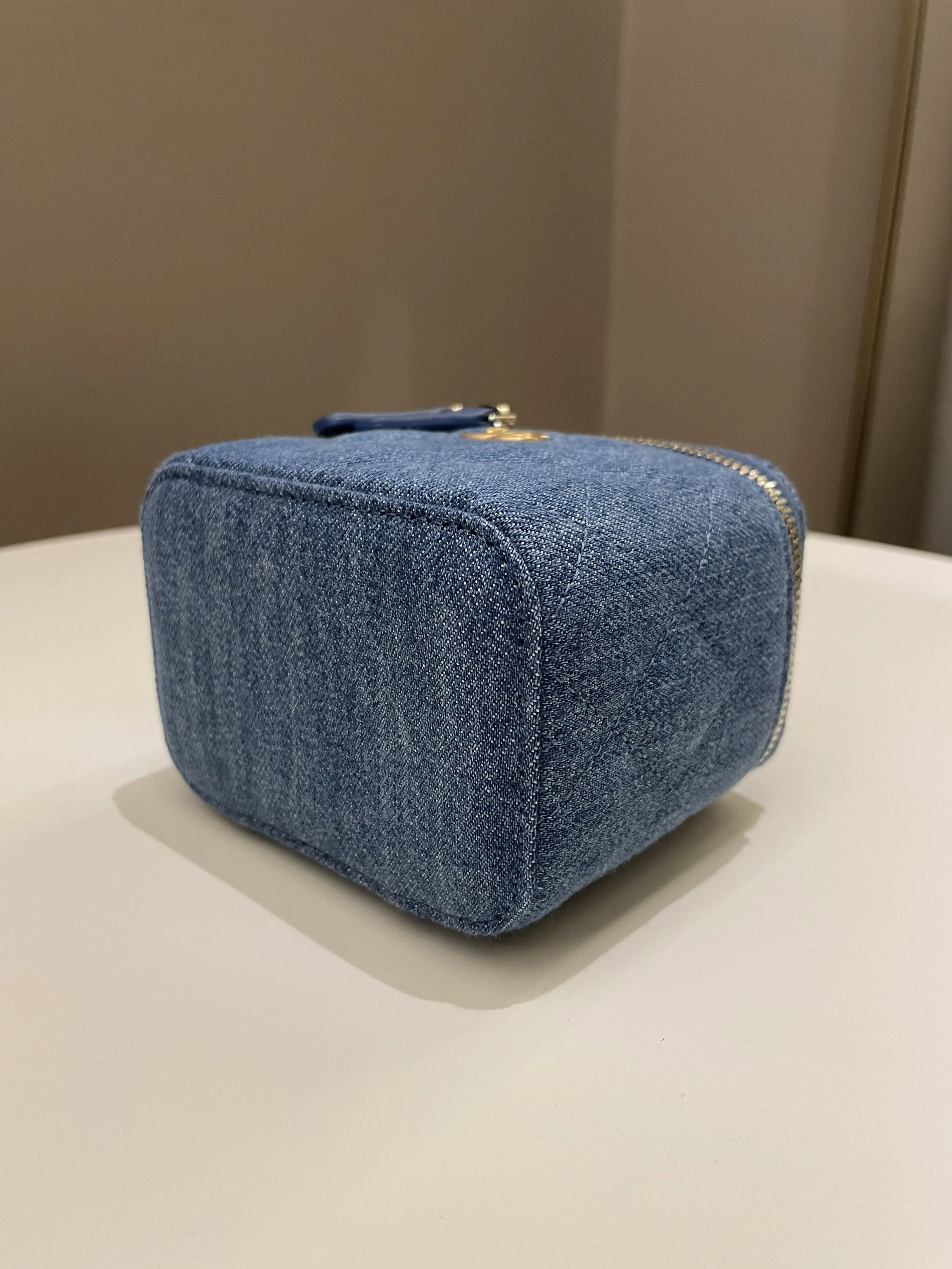Chanel Quilted Pearl Crush Mini Vanity Cube Denim
