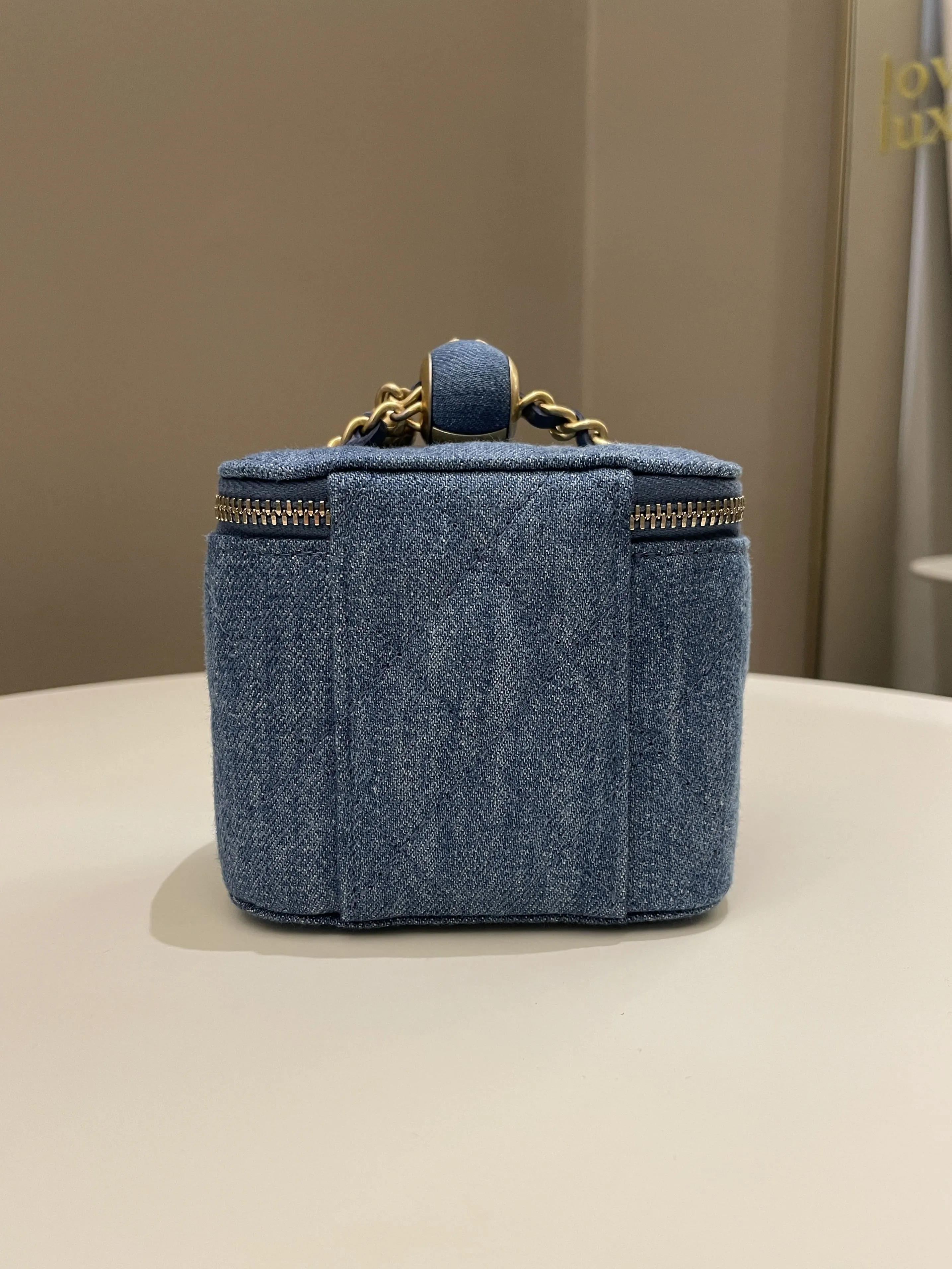 Chanel Quilted Pearl Crush Mini Vanity Cube Denim