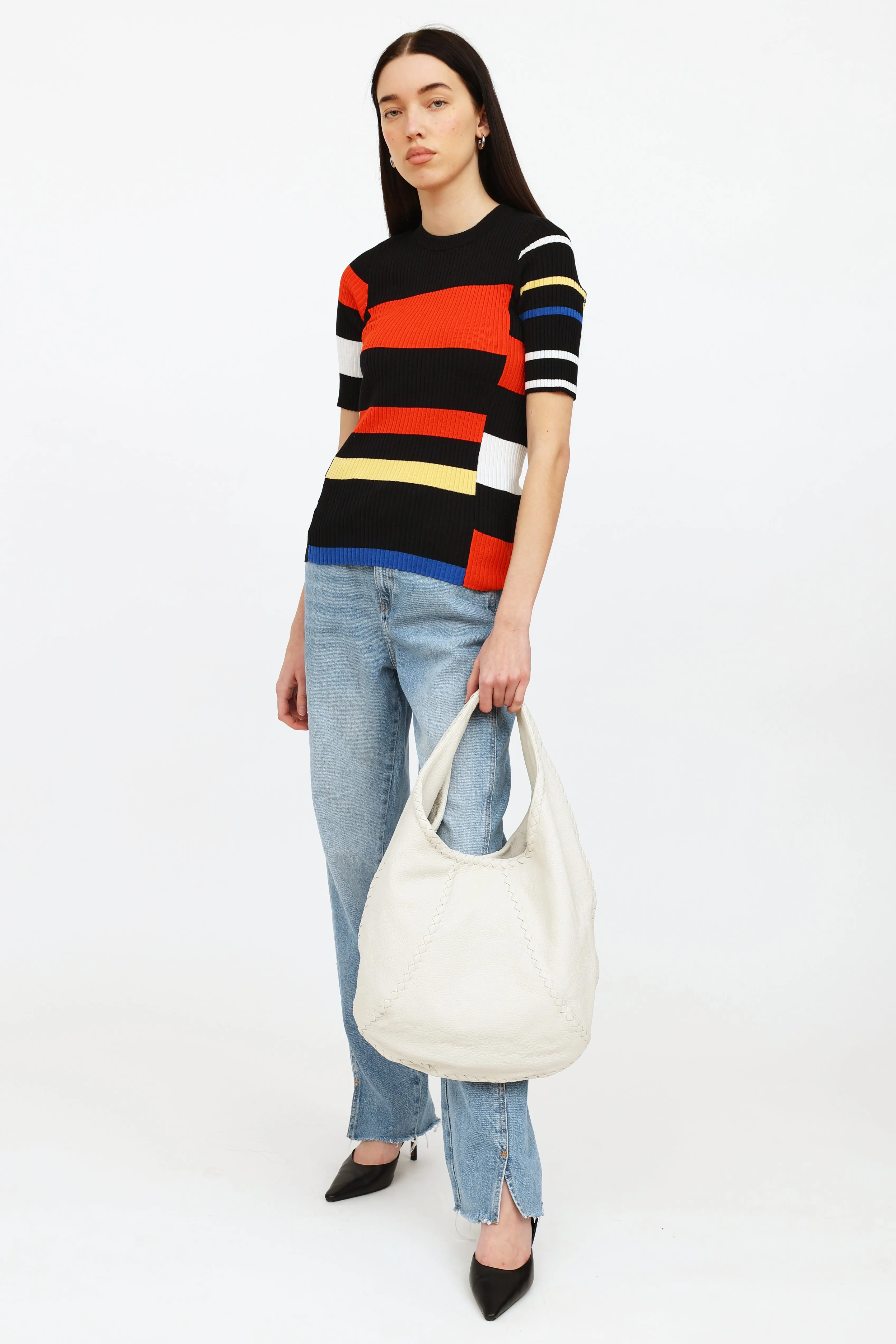 Cream Cervo Leather Bag