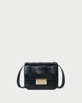 Desi Black Woven Leather Crossbody