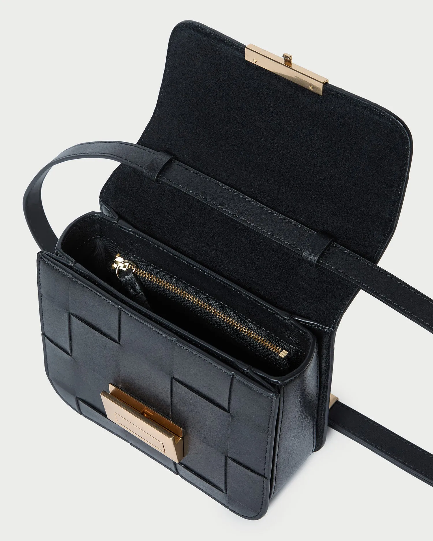 Desi Black Woven Leather Crossbody