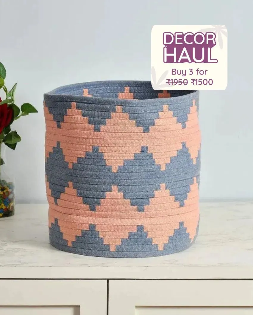Diamond Jacquard Storage Basket | 12 Inches