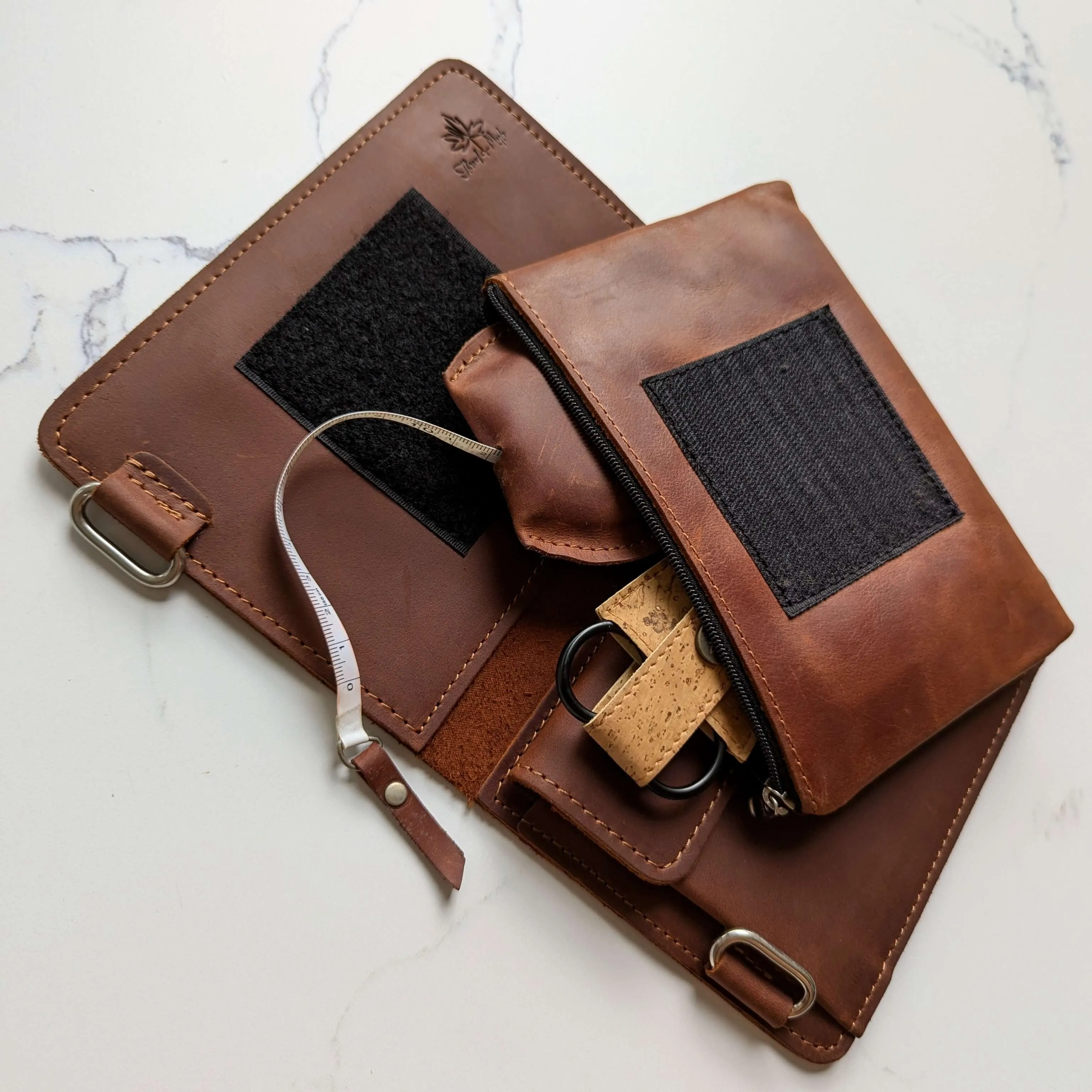 Leather Zip Pocket Velcro Tab