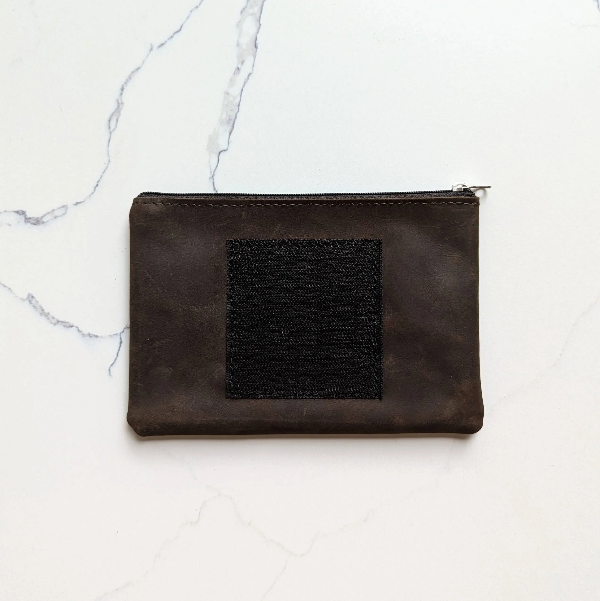 Leather Zip Pocket Velcro Tab