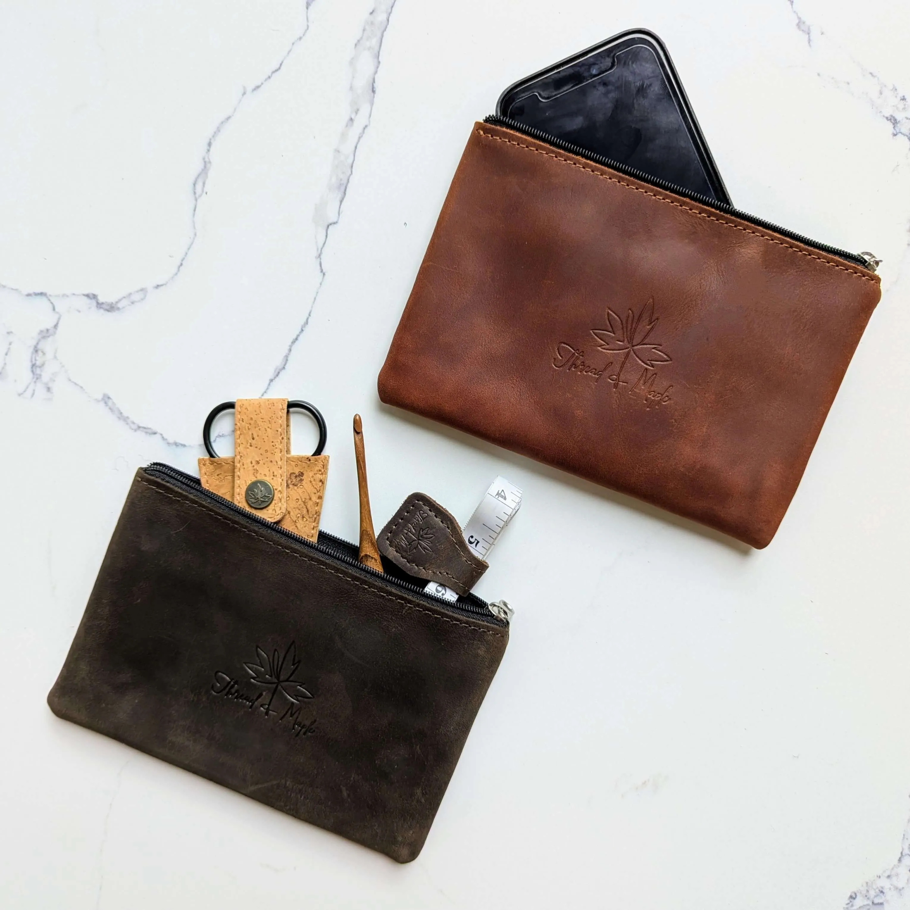 Leather Zip Pocket Velcro Tab