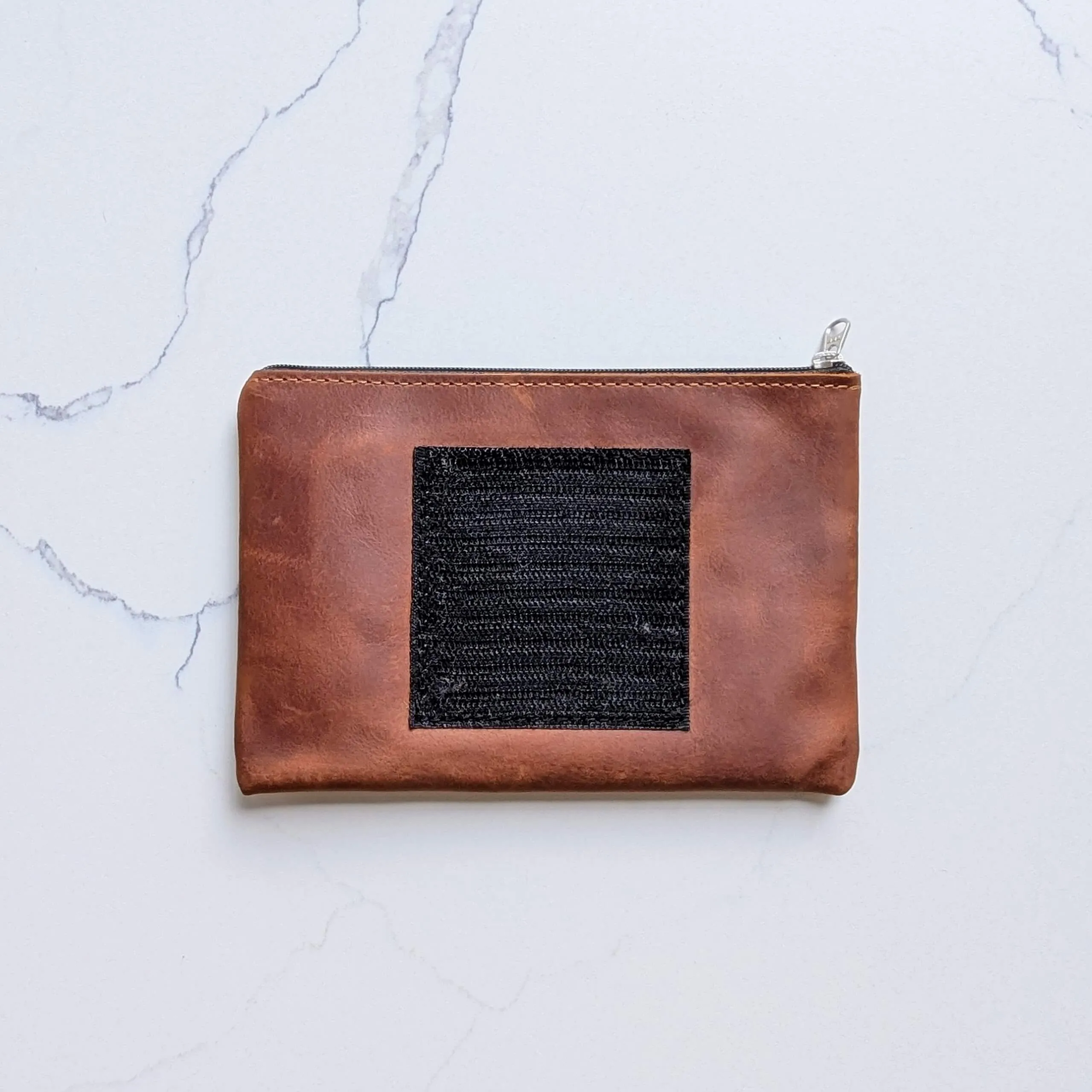 Leather Zip Pocket Velcro Tab