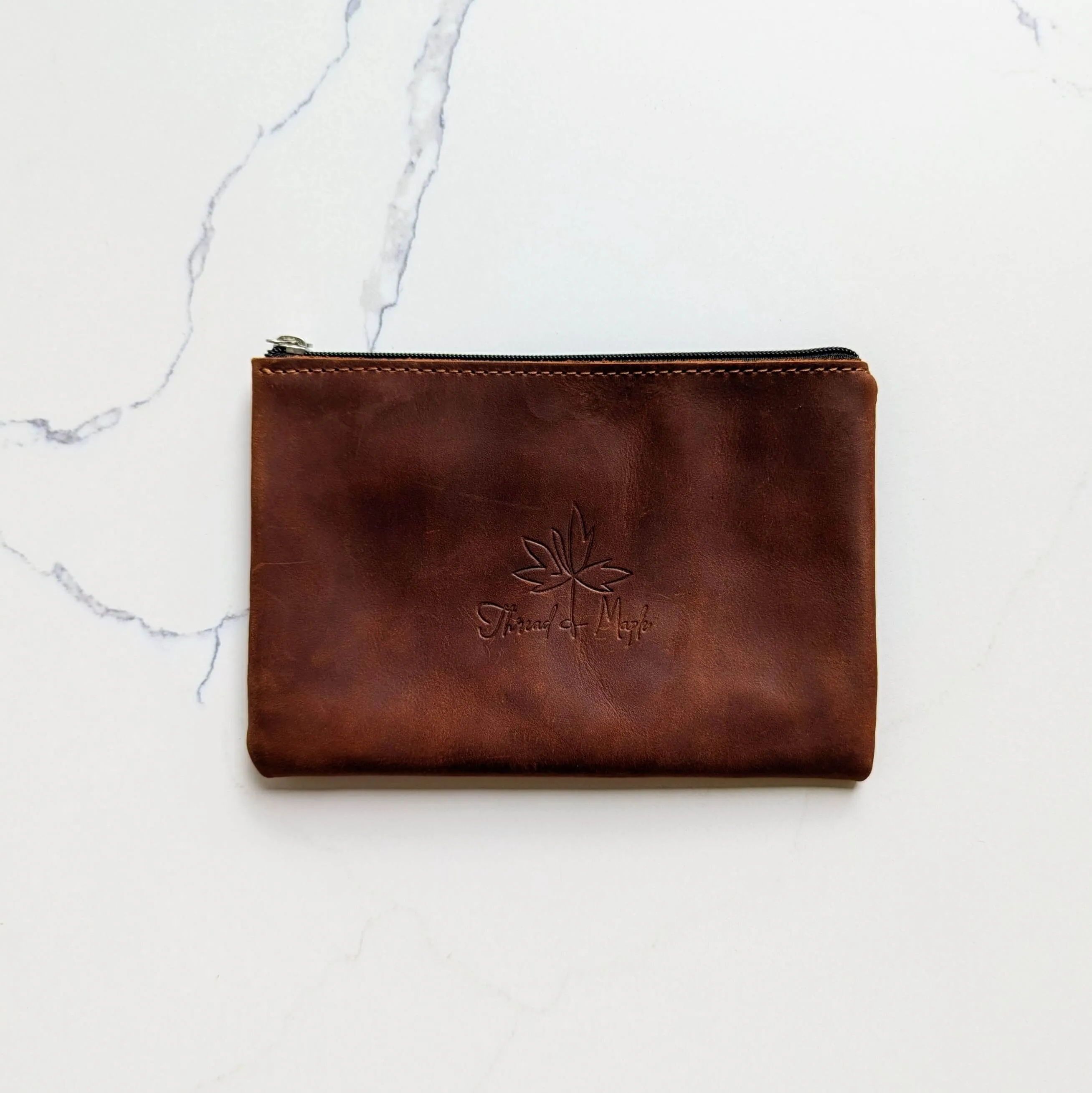 Leather Zip Pocket Velcro Tab