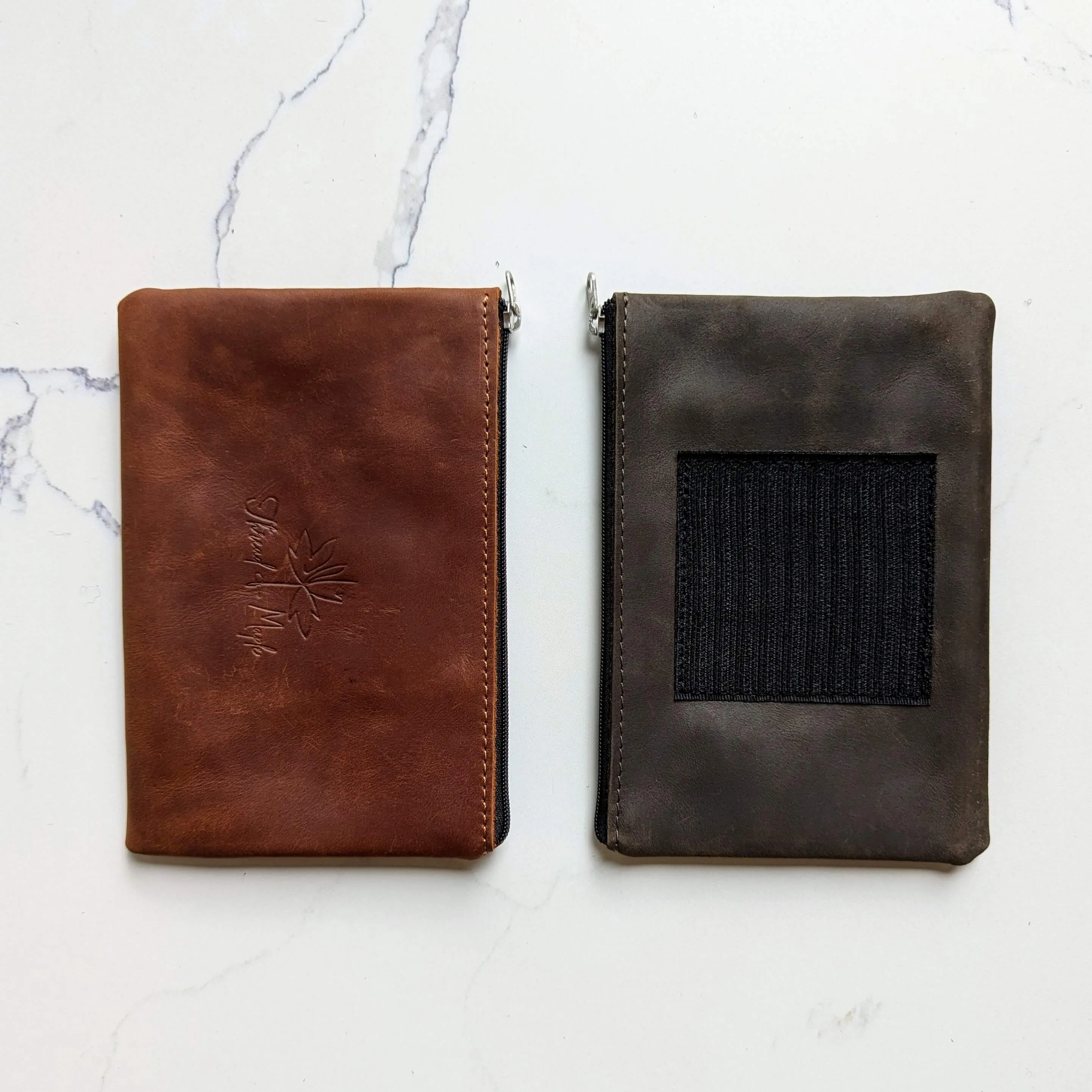 Leather Zip Pocket Velcro Tab
