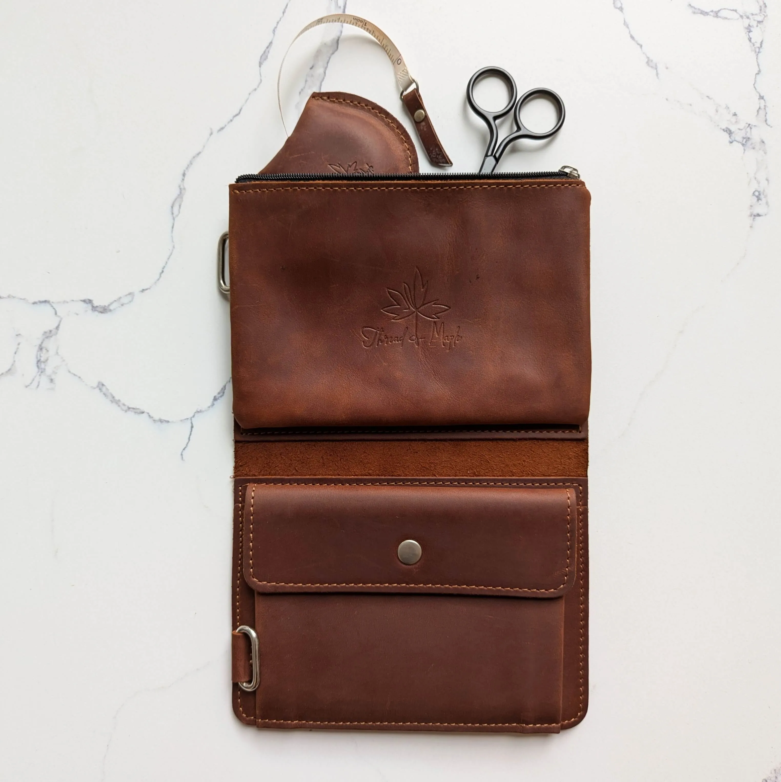 Leather Zip Pocket Velcro Tab