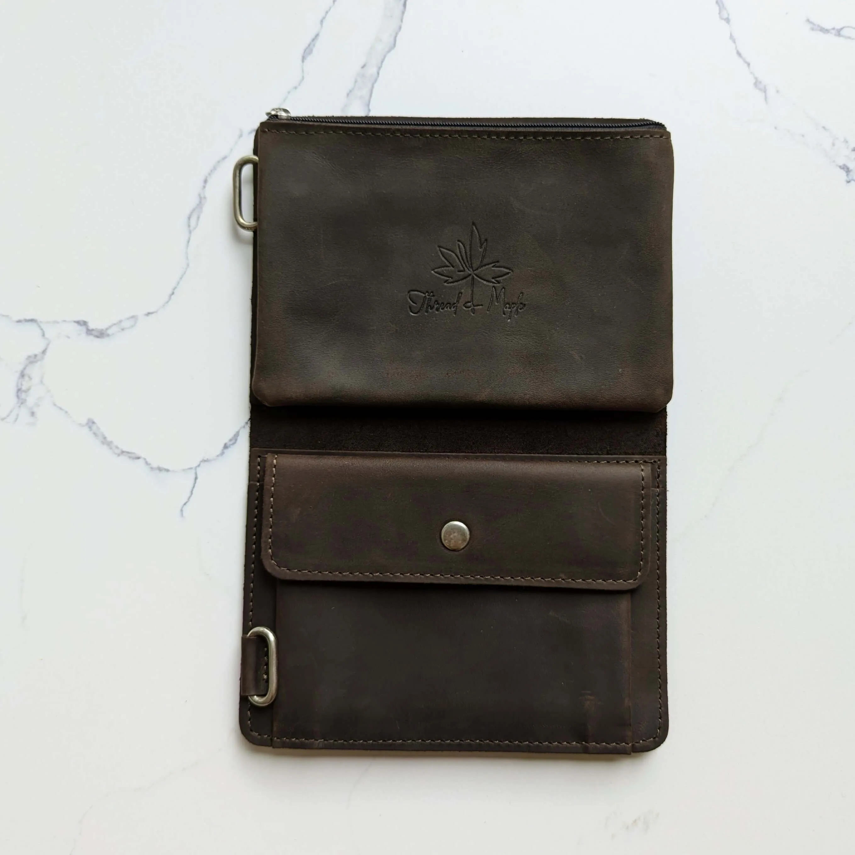 Leather Zip Pocket Velcro Tab