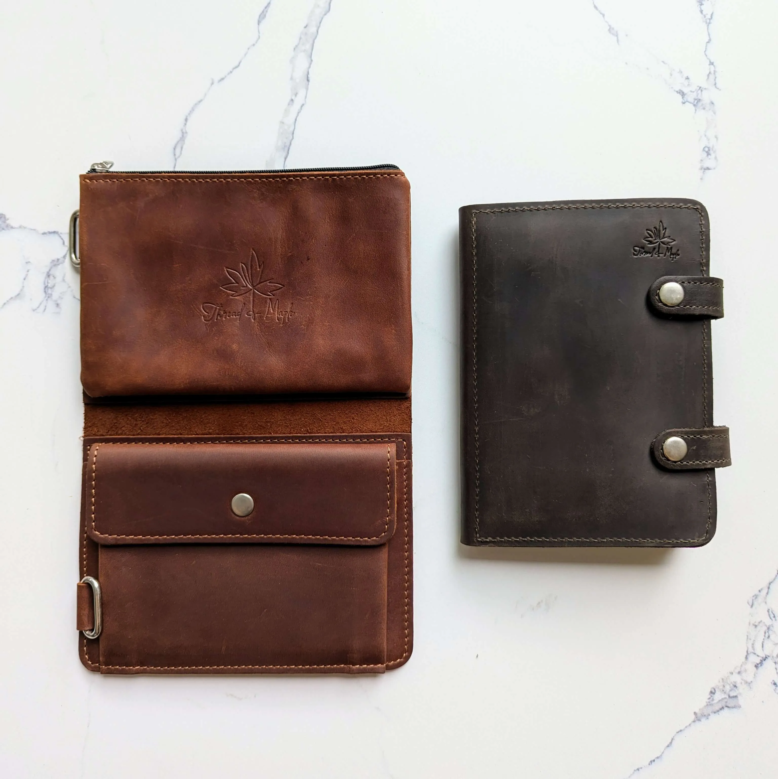 Leather Zip Pocket Velcro Tab