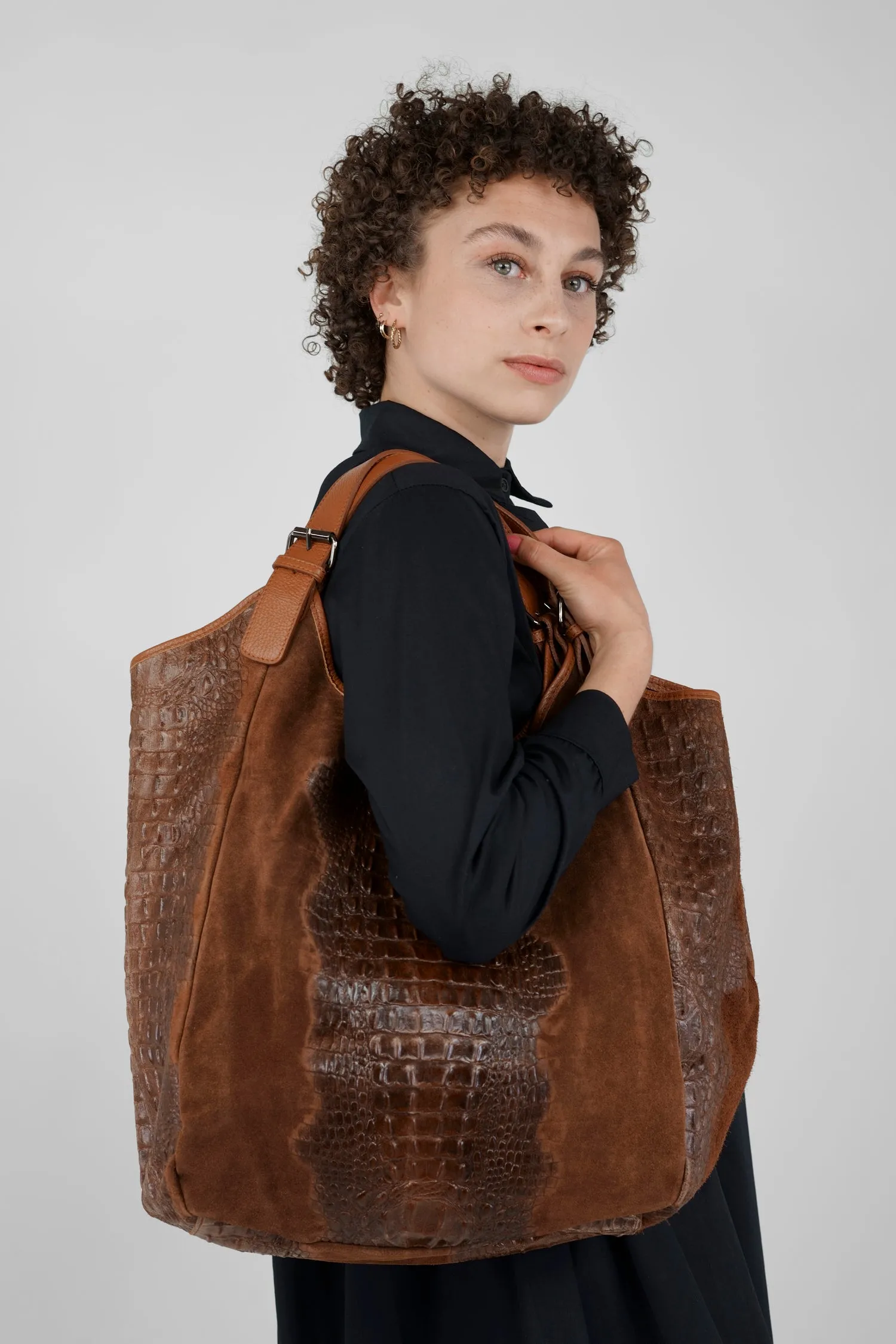 Ledershopper DANA mit Krokoprägung
