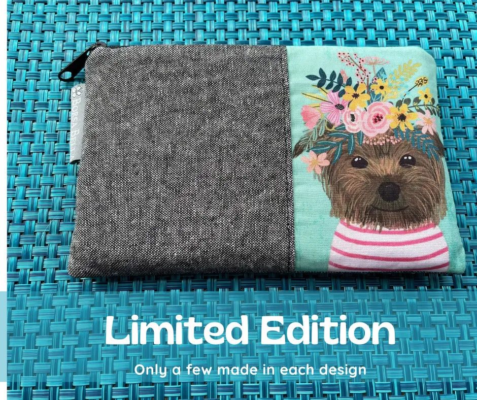 Limited Edition Catch All Zippered Pouch - Brown Dog with Green Background