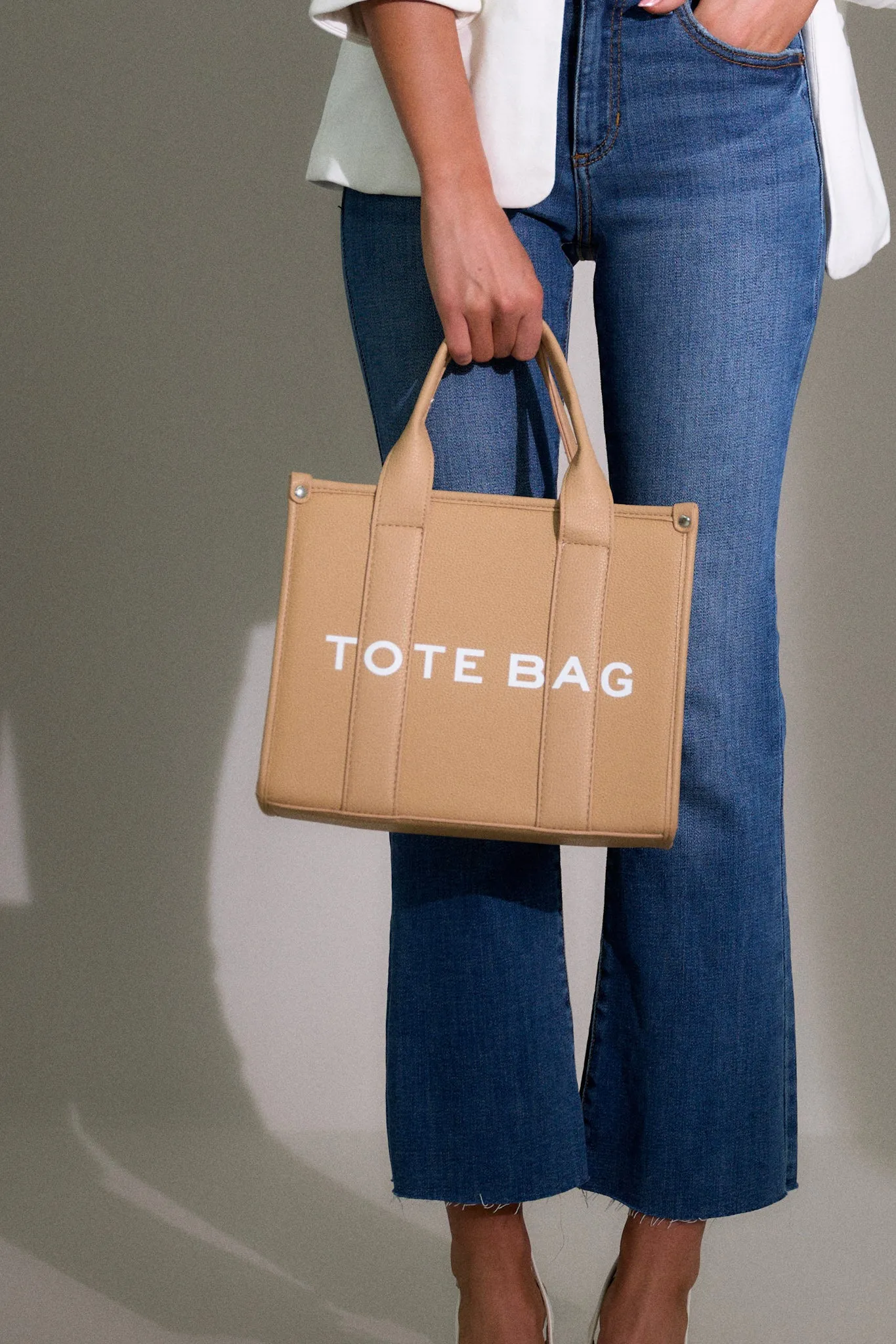 Living On Purpose Tan Faux Leather Tote Bag