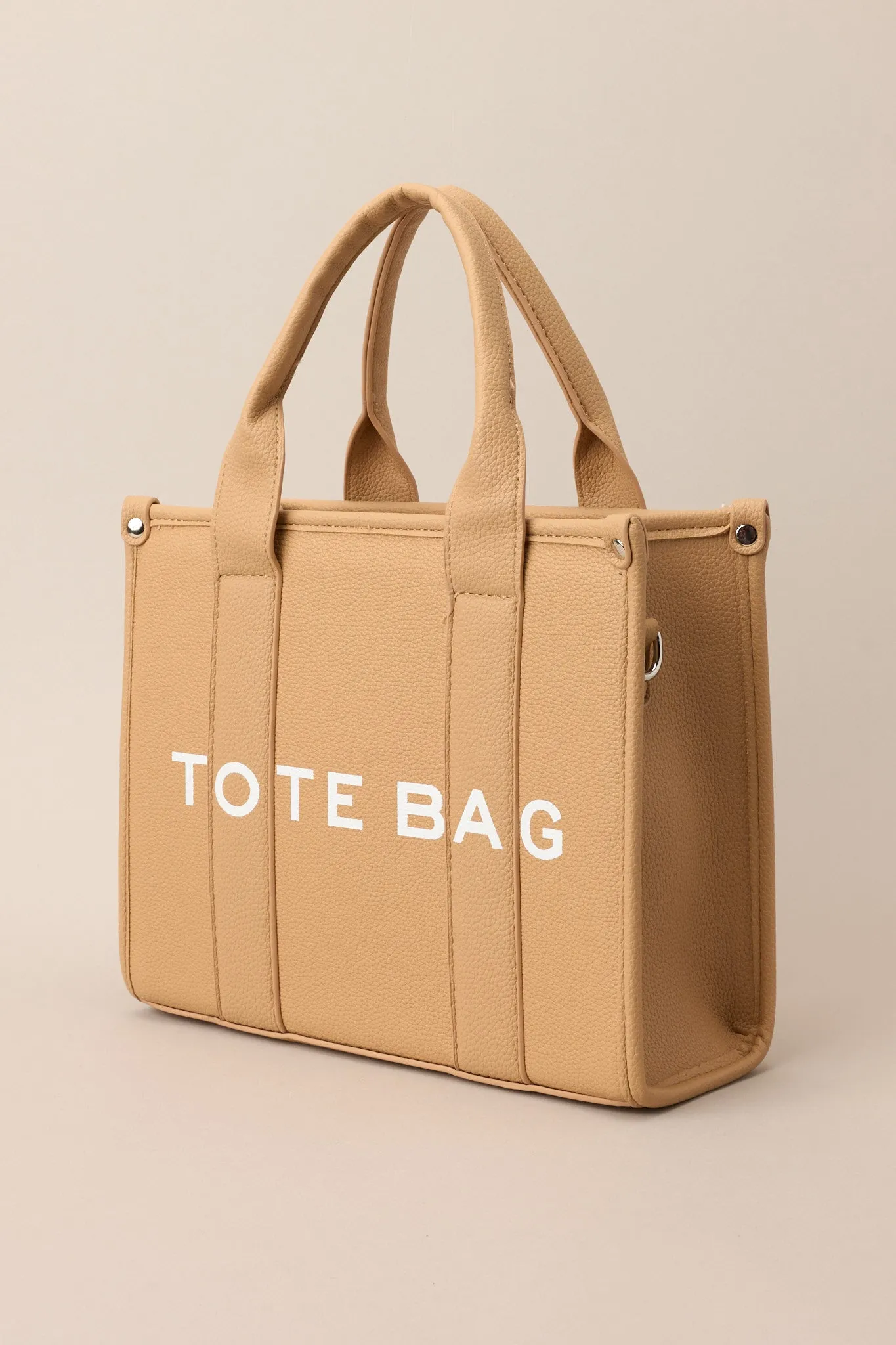 Living On Purpose Tan Faux Leather Tote Bag