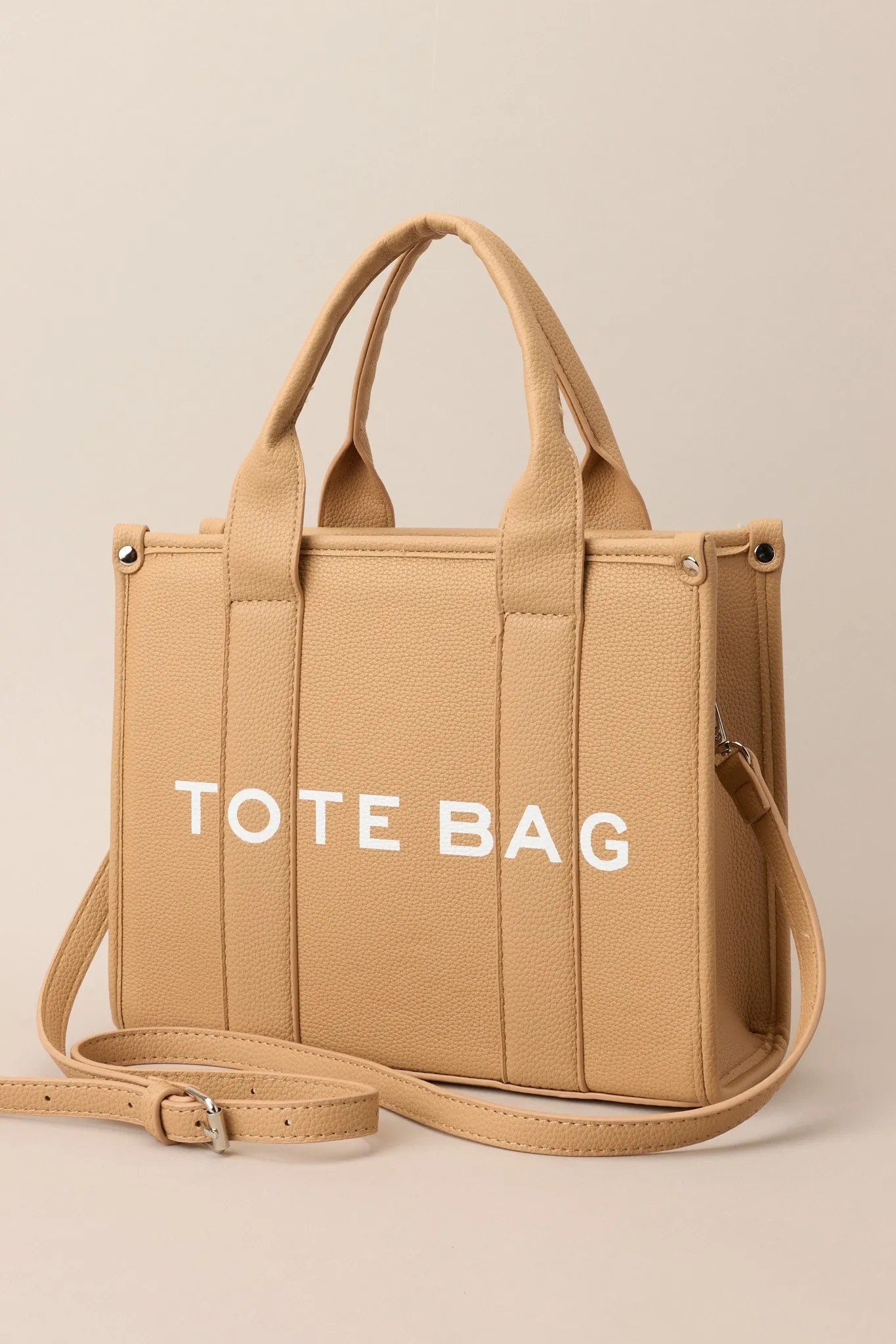 Living On Purpose Tan Faux Leather Tote Bag