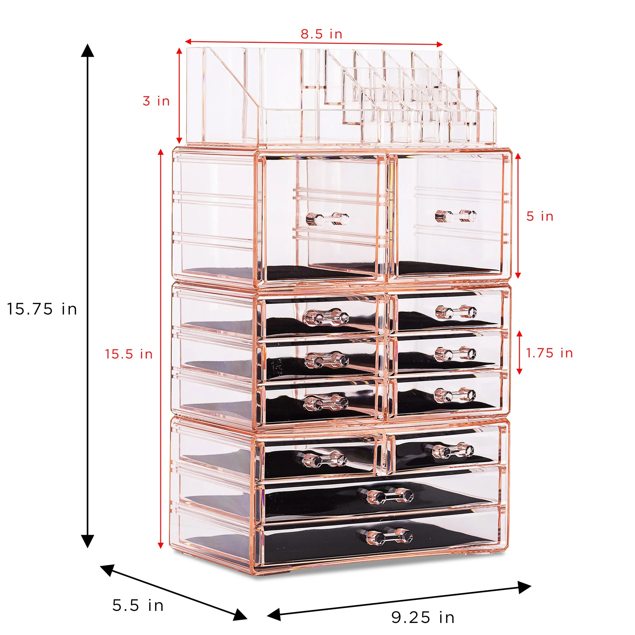 Makeup Organizer Case (12 drawer 4Pc)