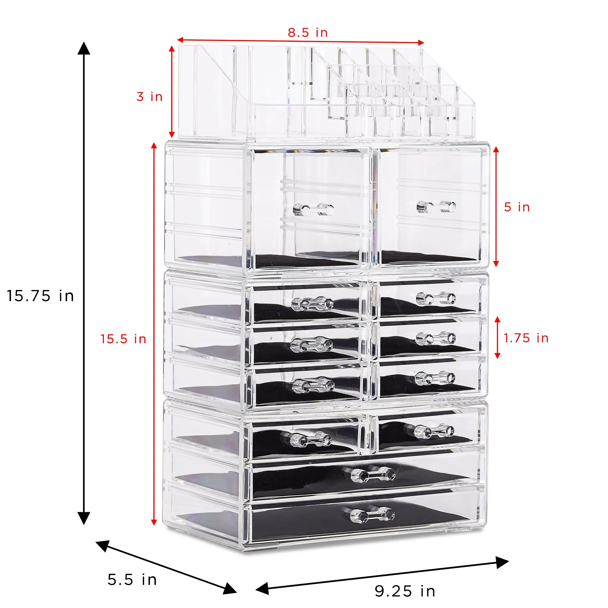 Makeup Organizer Case (12 drawer 4Pc)