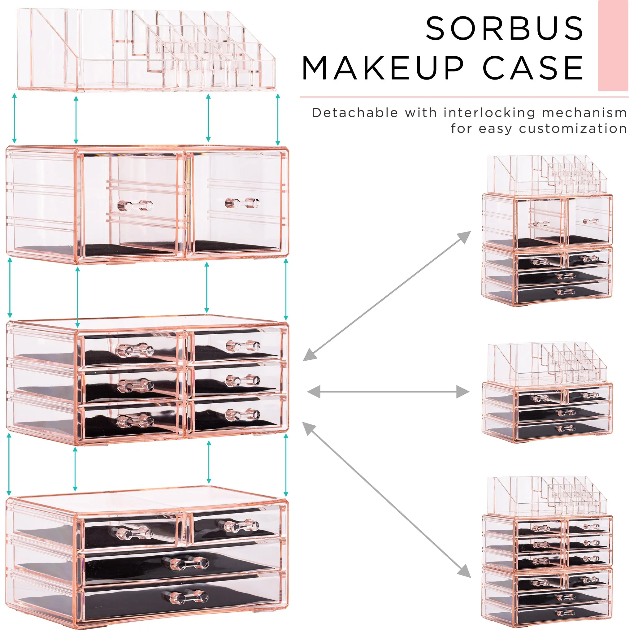 Makeup Organizer Case (12 drawer 4Pc)