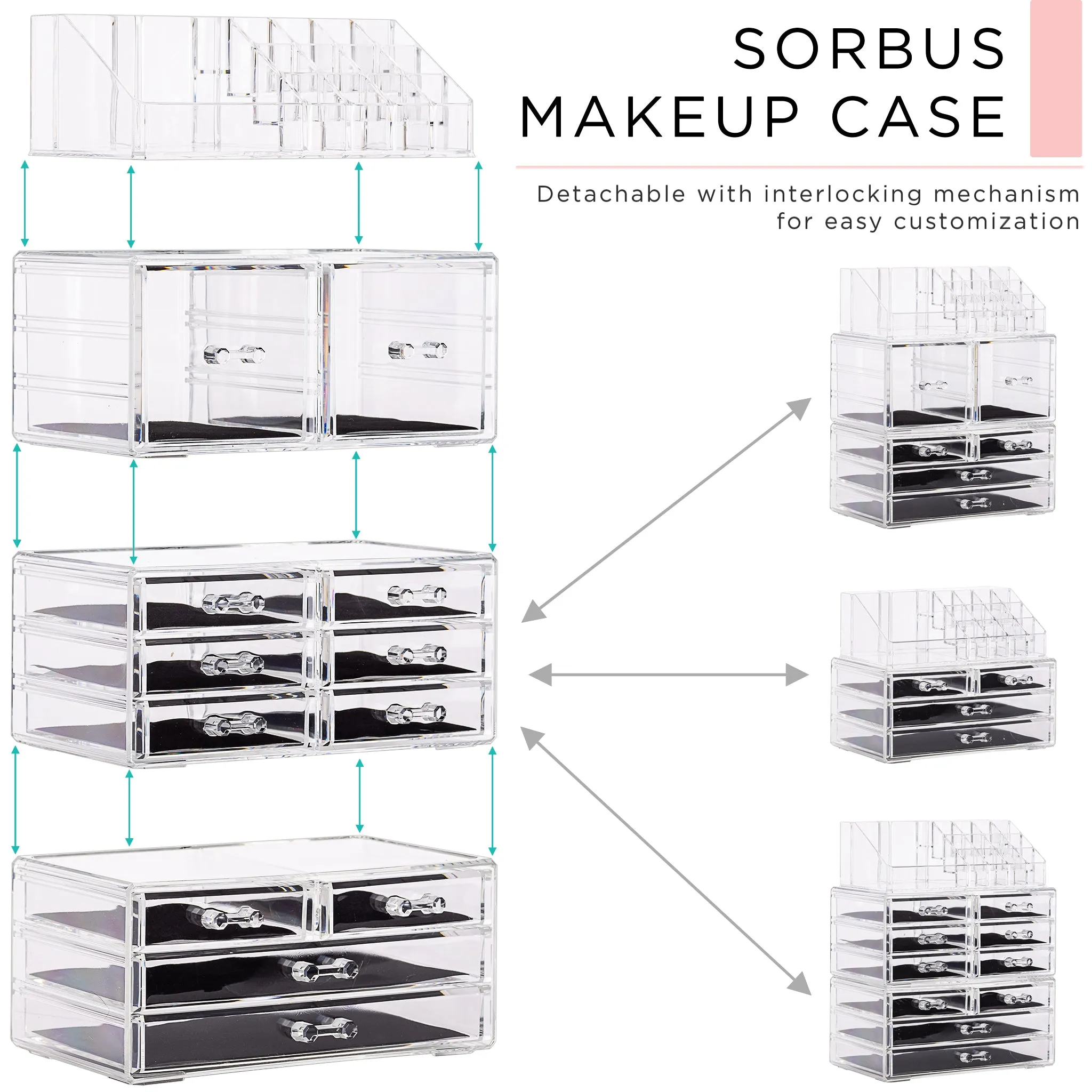 Makeup Organizer Case (12 drawer 4Pc)