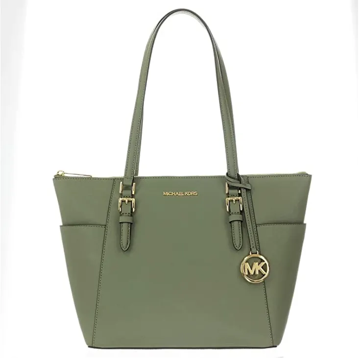 MICHAEL KORS Charlotte Large Saffiano Leather Top-Zip Tote Bag