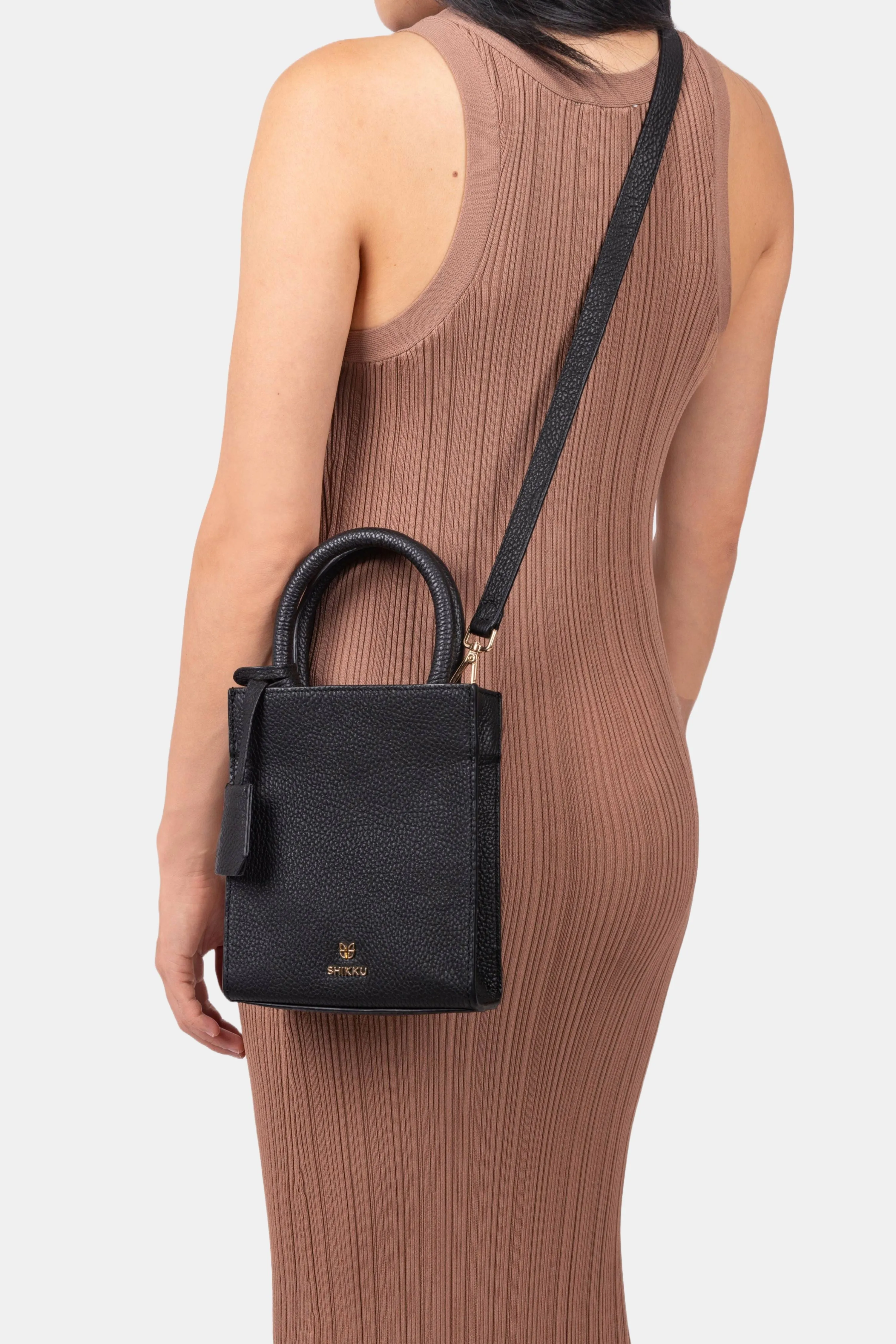 Mini Tote Leather Bag - Black