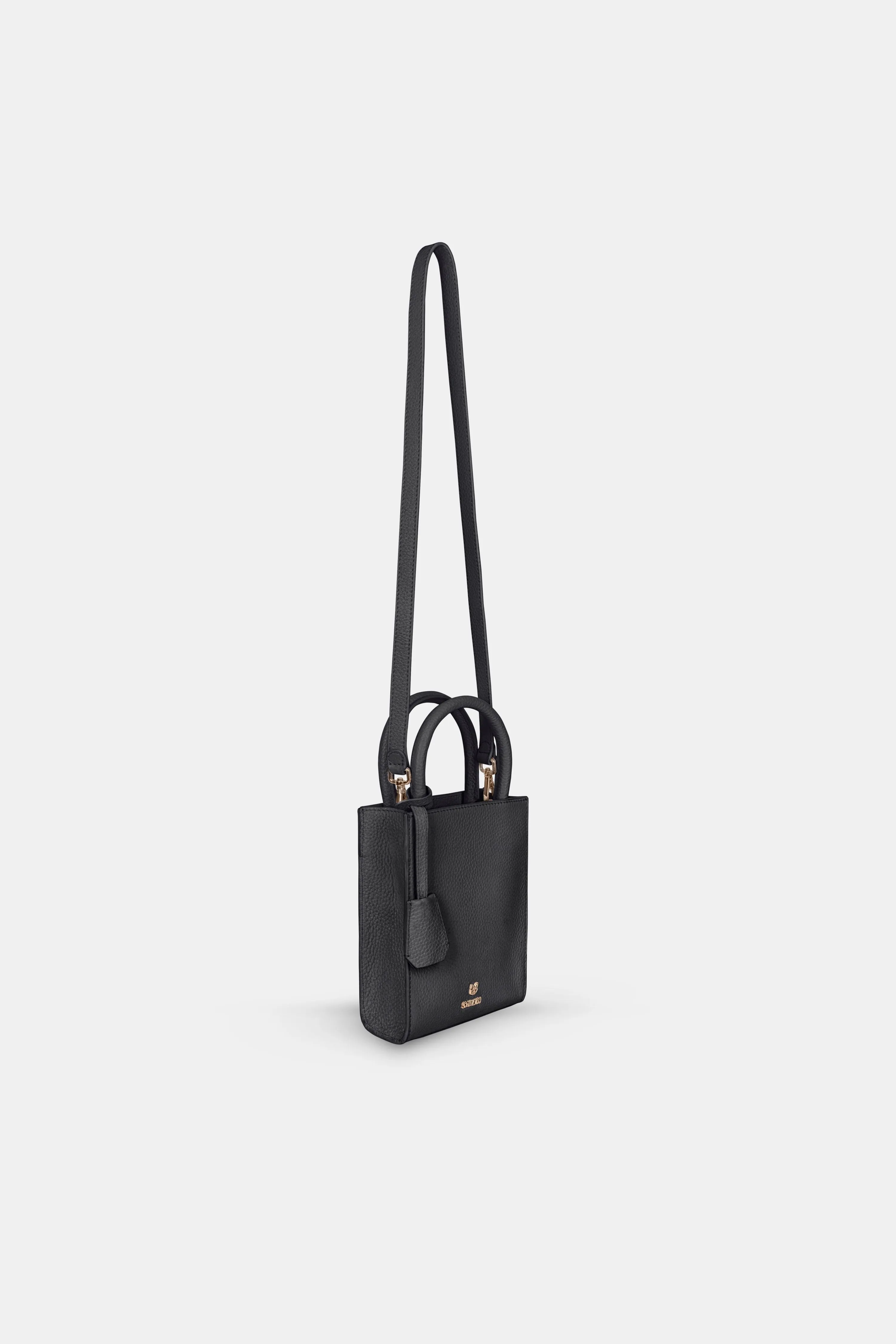 Mini Tote Leather Bag - Black