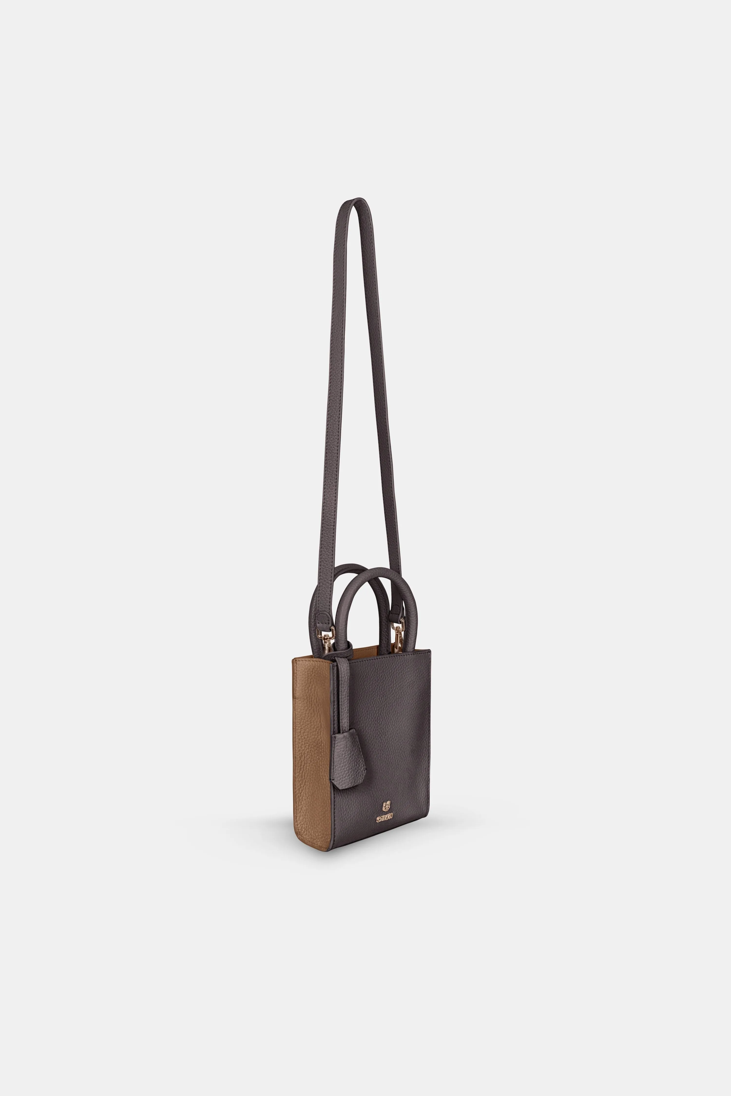 Mini Tote Leather Bag - Brown Cappuccino
