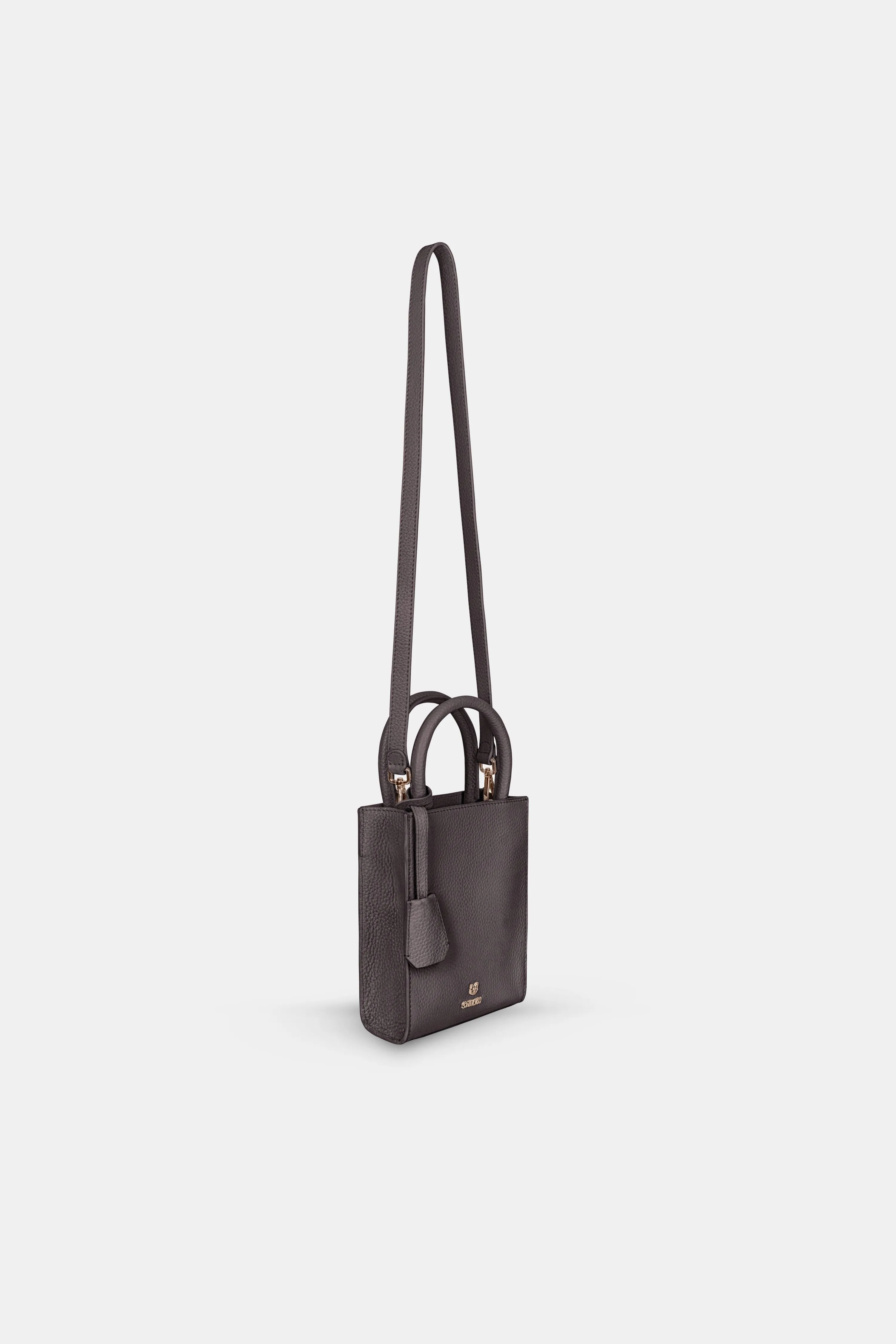 Mini Tote Leather Bag - Dark Brown