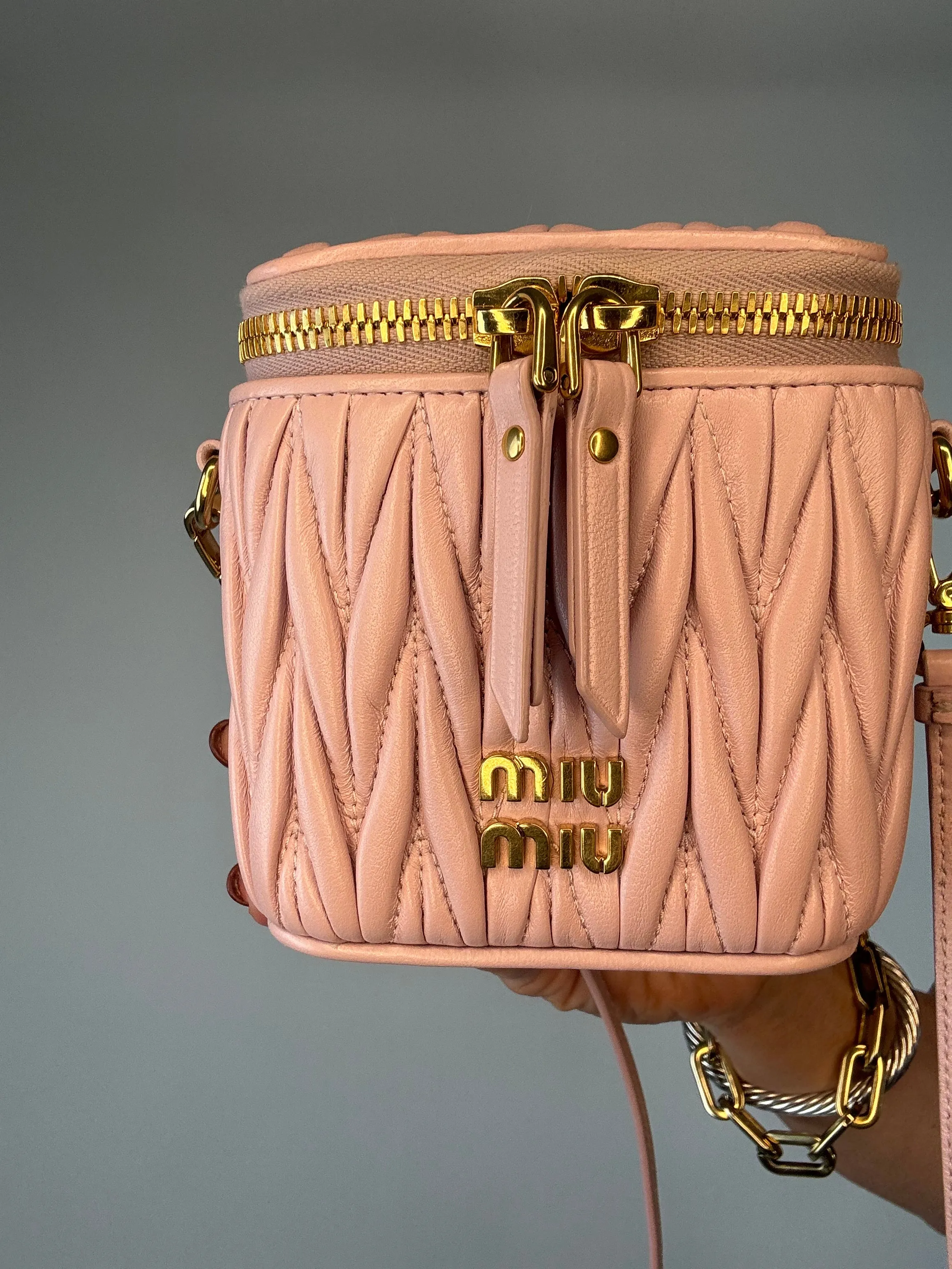 MIU MIU  Micro Bag / Matelasse Vanity Bag Pink Nappa Leather