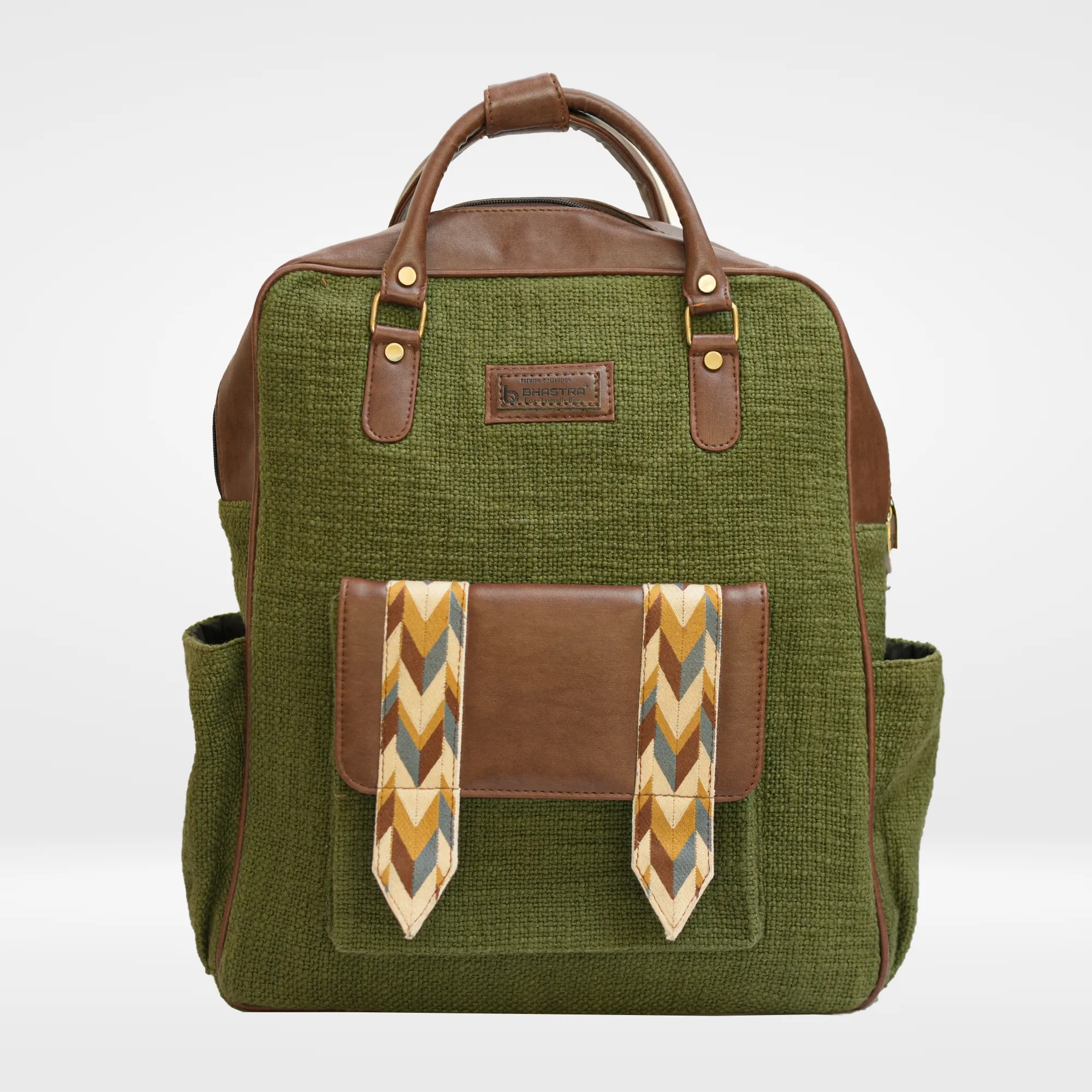 Olive Backpack combo(Includes backpack,vanity pouch and glass case)